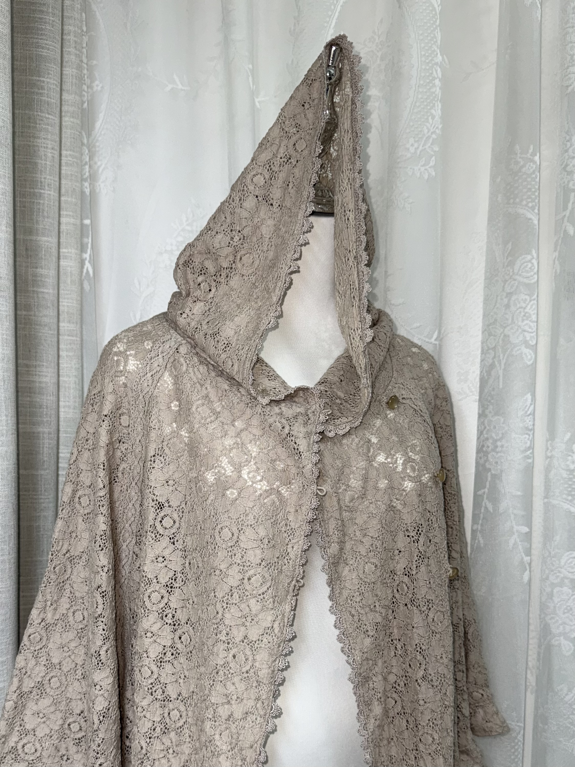 Lotus root pink Lace with Open Collar Coat