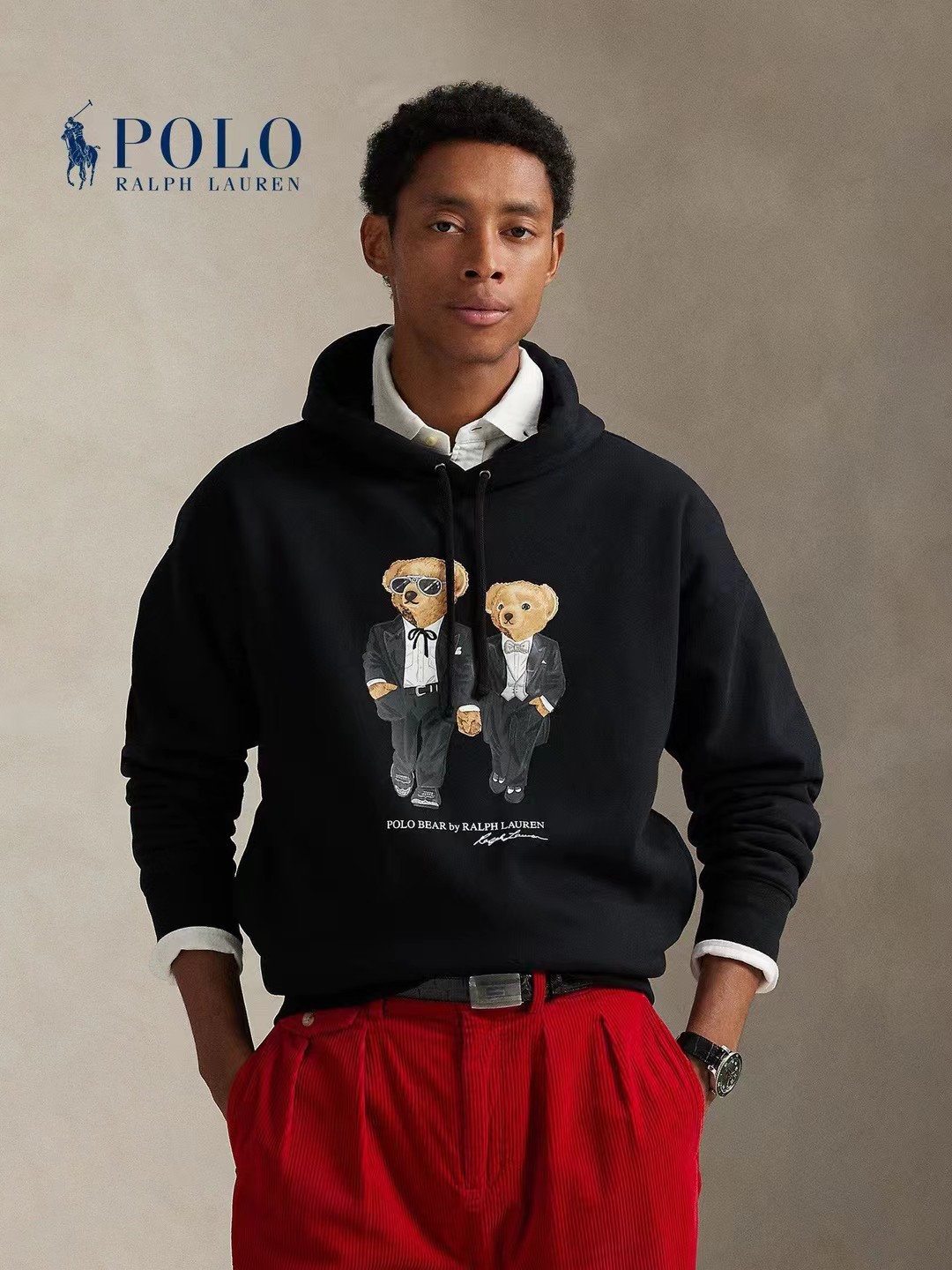 $280件.🐻 原單/P olo R alph Lauren 經典 Bear Hoodie型格紳士熊🐻 × 黑色連帽衛衣