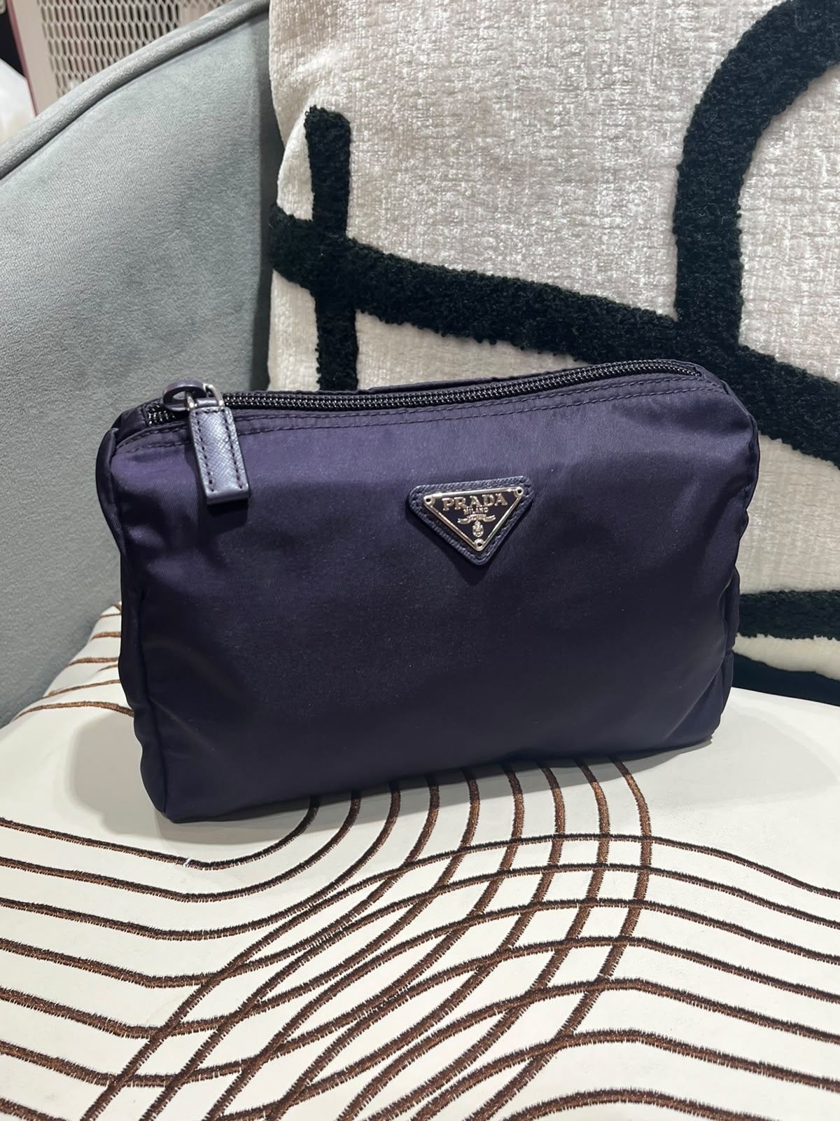 Prada Nylon Pouch Purple 100%Authentic, 99%New