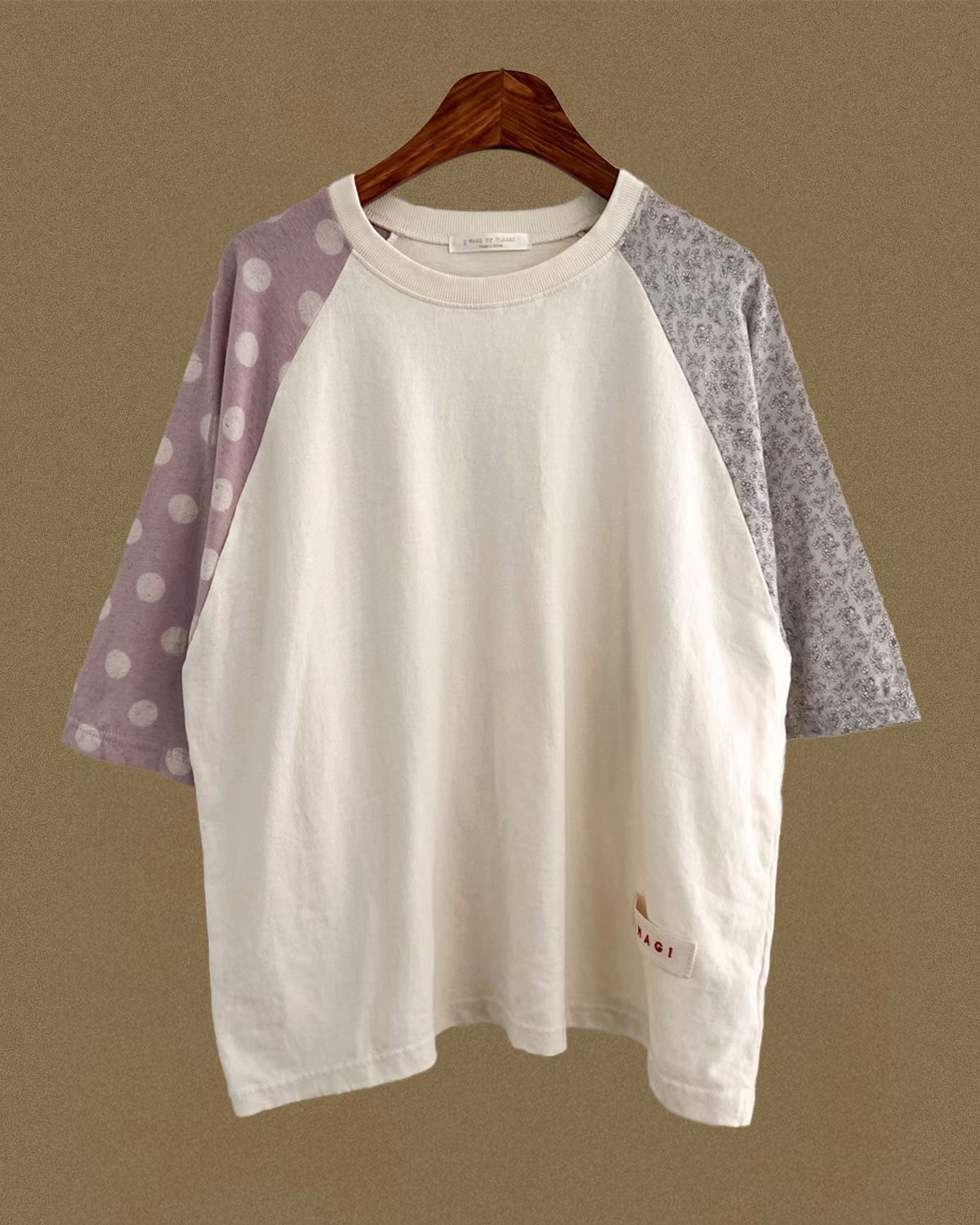 YA OX 併布袖子top