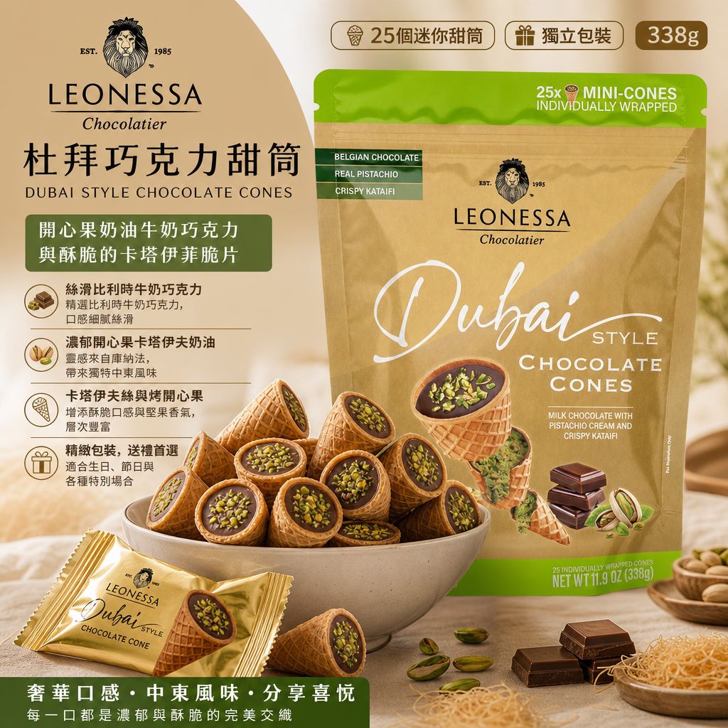 澳洲Costco │Leonessa 杜拜巧克力甜筒🍦338g