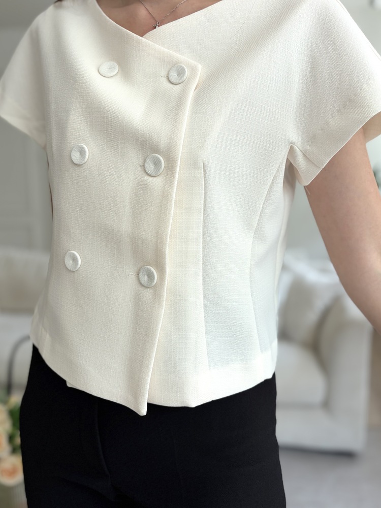 Chloe Double-Breasted Blouse (Ivory)