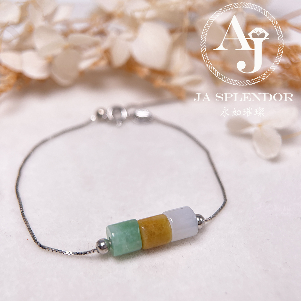 D-04A 天然翡翠A玉 平安幸運純銀手鏈