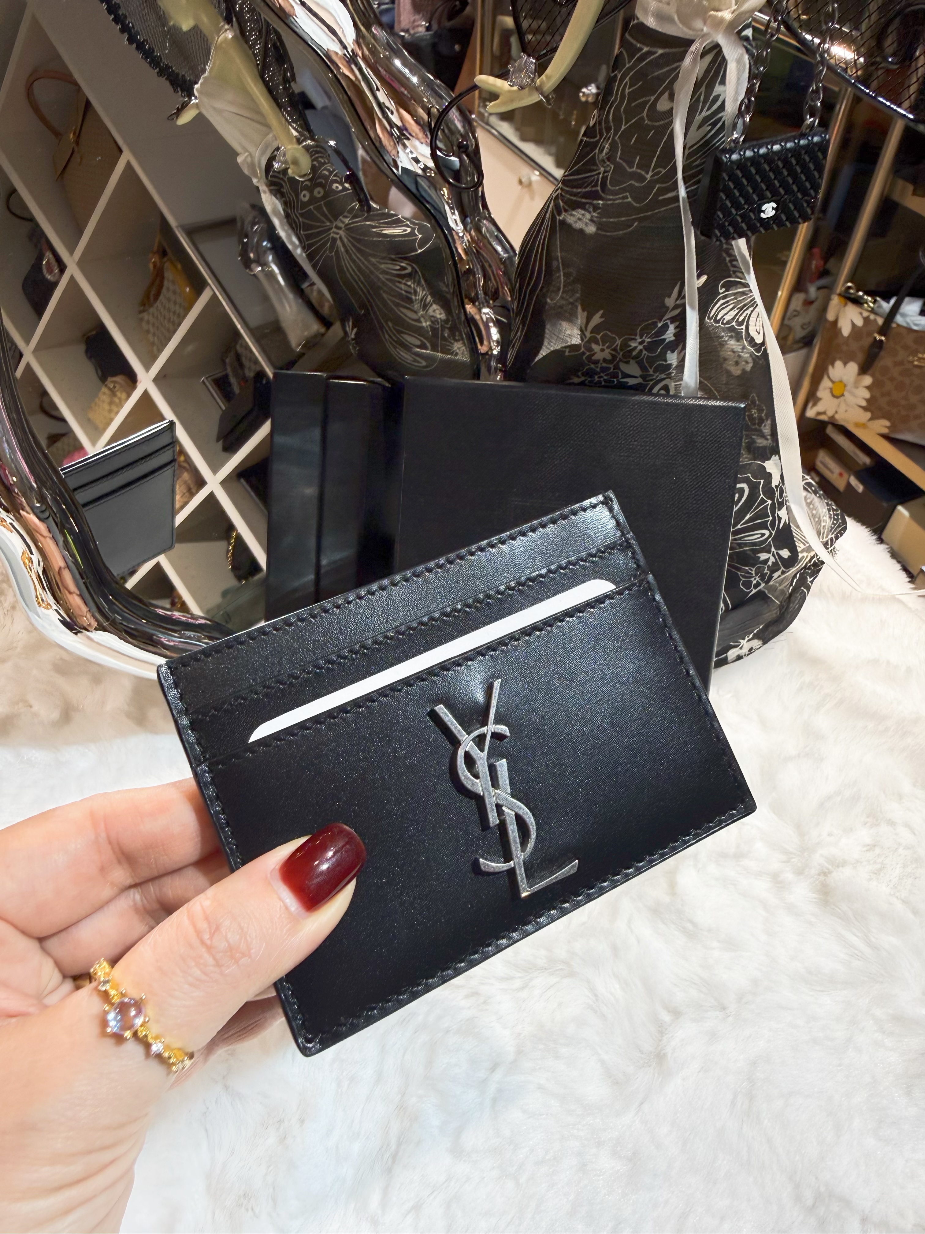 YSL card holder leather/blk/S