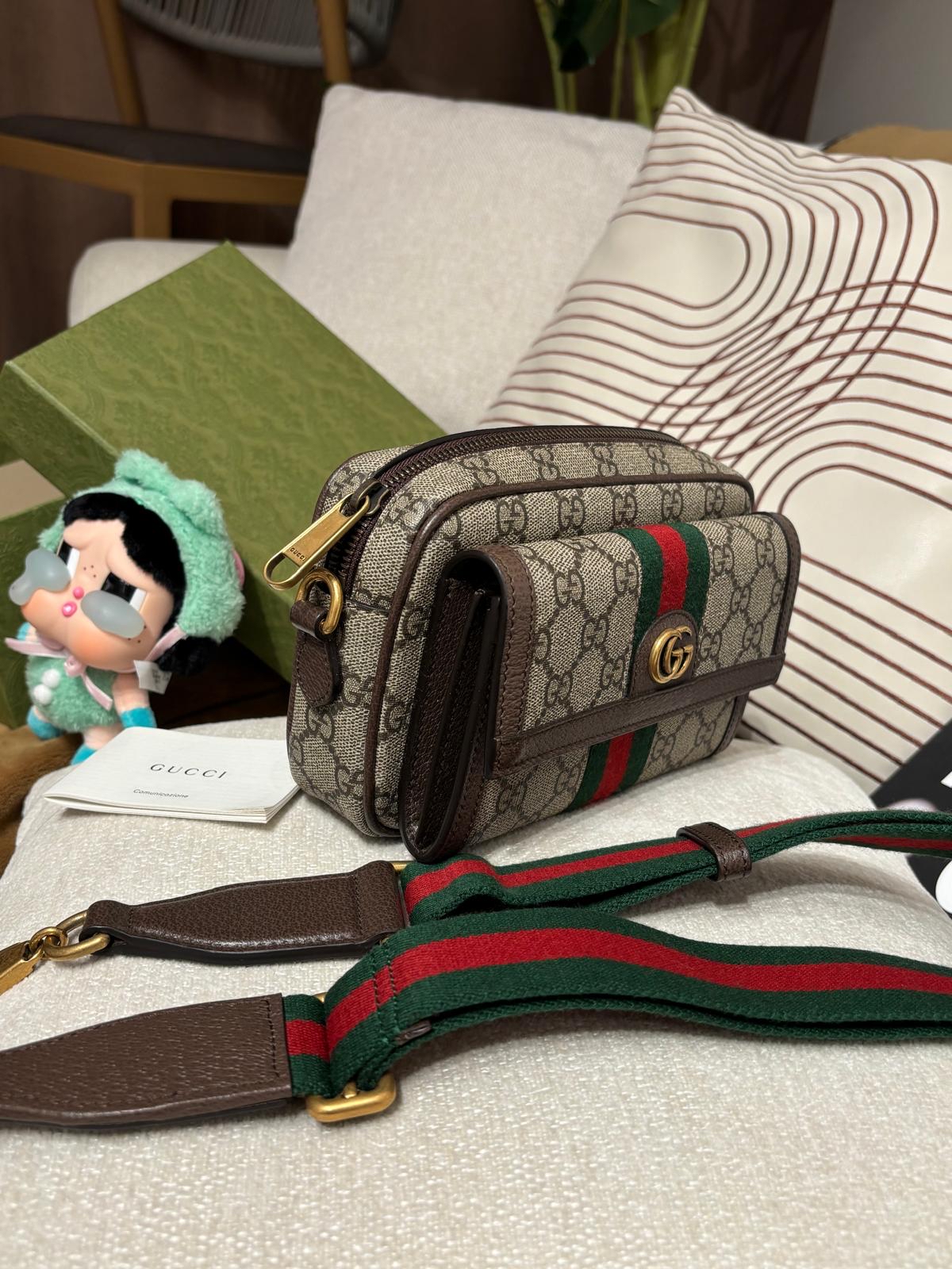 Gucci GG Ophidia Shoulder Bag 淺啡色塗層帆布肩背袋 746308 100%Authentic, Unused ✅Strap✅Booklet✅Dust bag✅Box