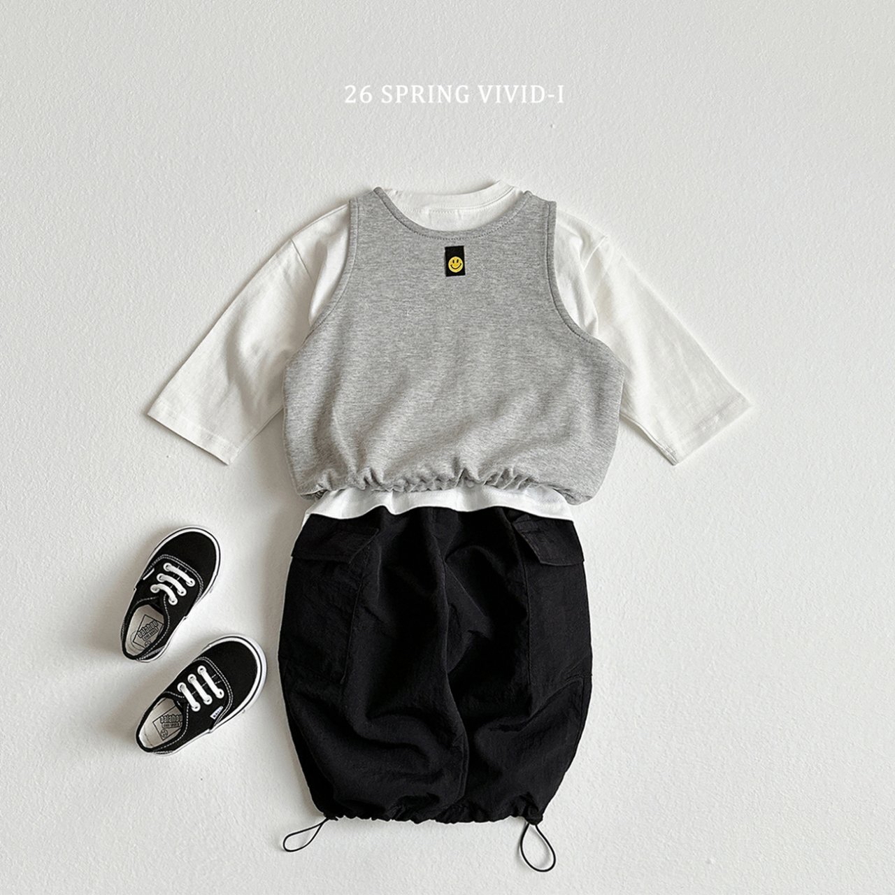 🌸預訂 韓國直送🌸🇰🇷VIVIDI三色微笑標籤背心上下套裝