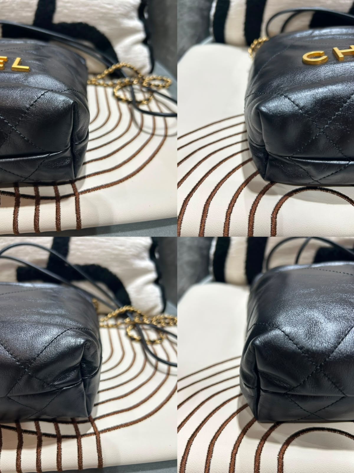 Chanel 22 mini calfskin 黑色牛皮金鏈 100%Authentic, 98%new  ✅晶片✅dust bag ✅盒