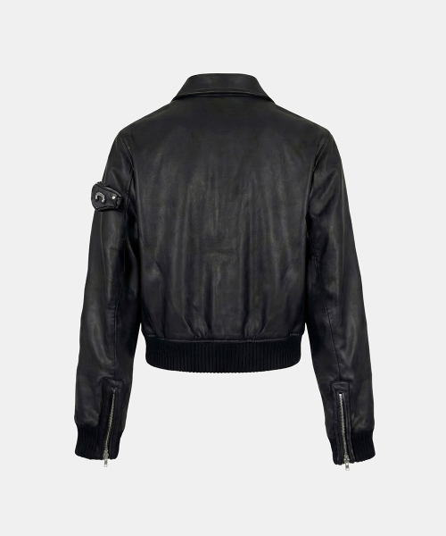 Monza Eyelet Bomber Jacket - Black Leather