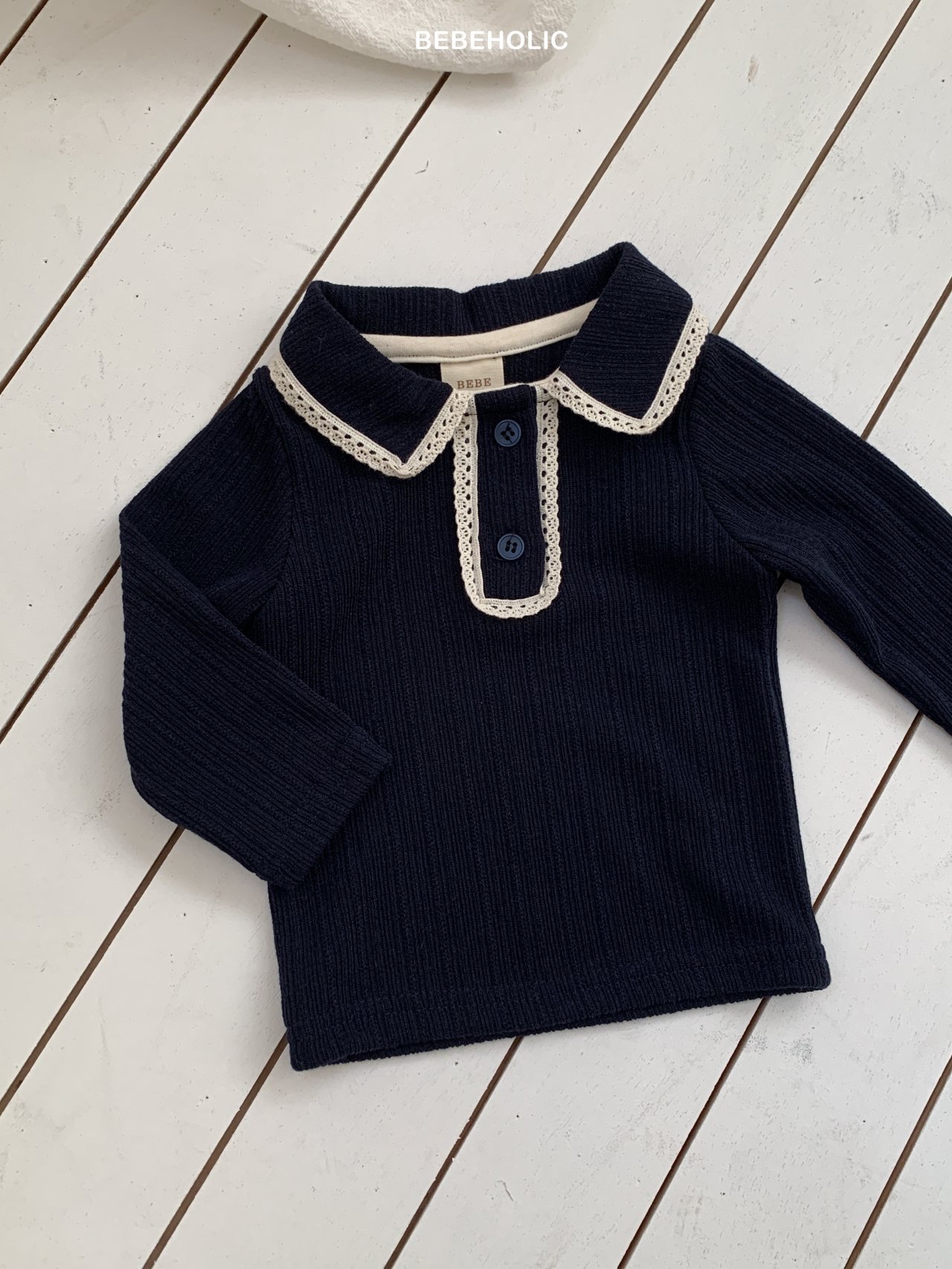 🌸預訂 韓國直送🌸🇰🇷BEBEHOLIC三色蕾絲花邊翻領長袖上衣