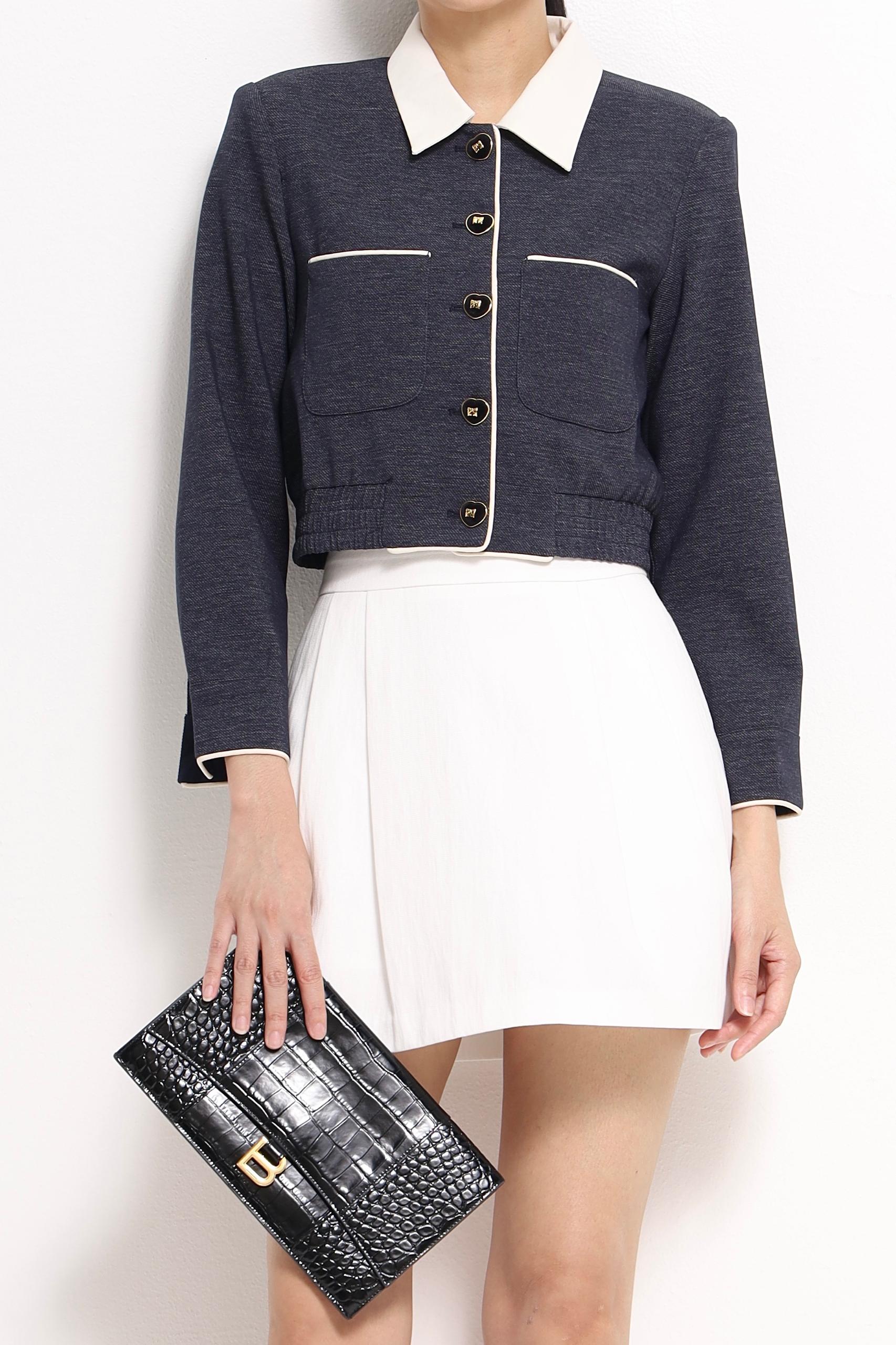 CB2711 COLLAR LONG SLLV CROP JACKET