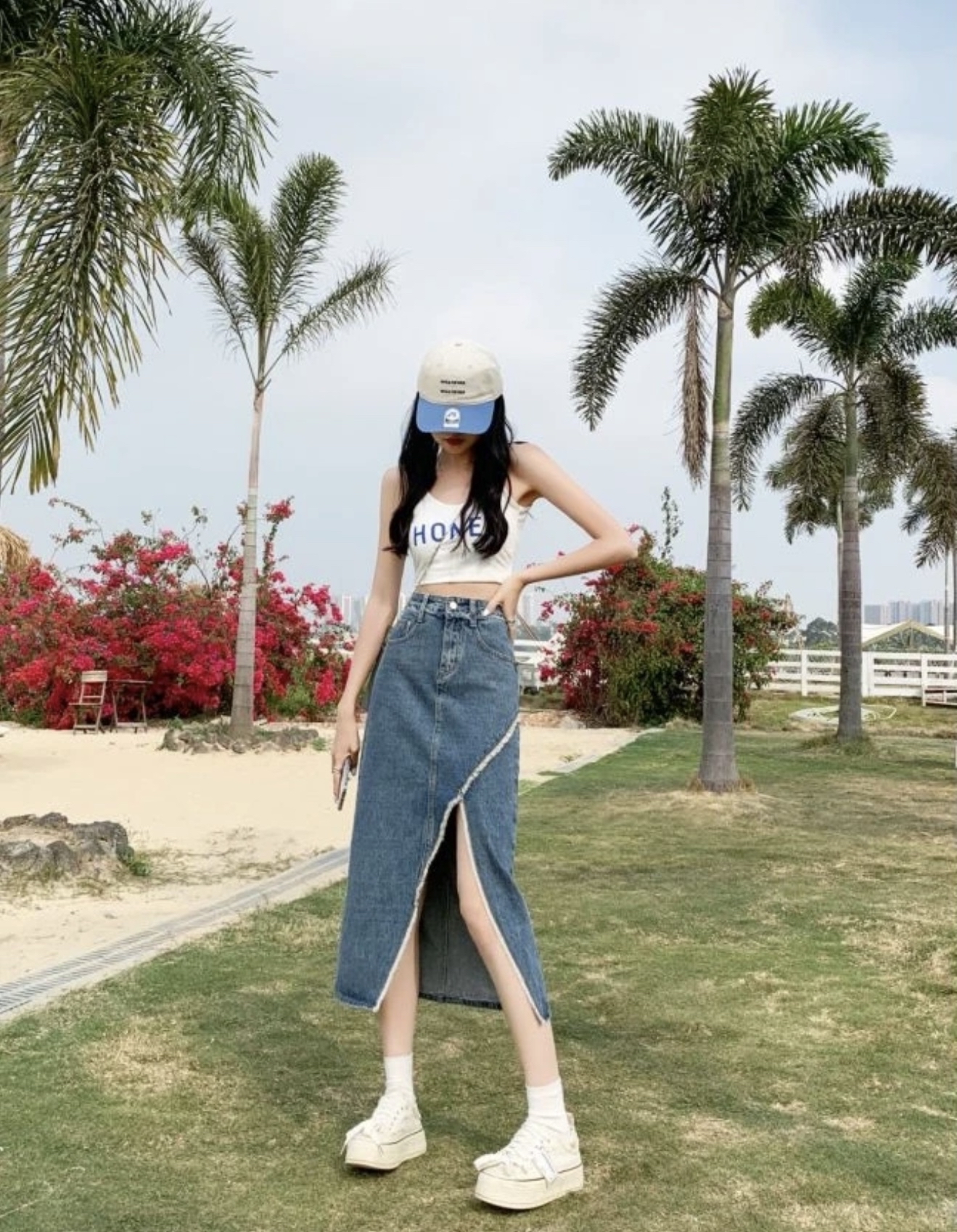 J203开叉牛仔半身裙