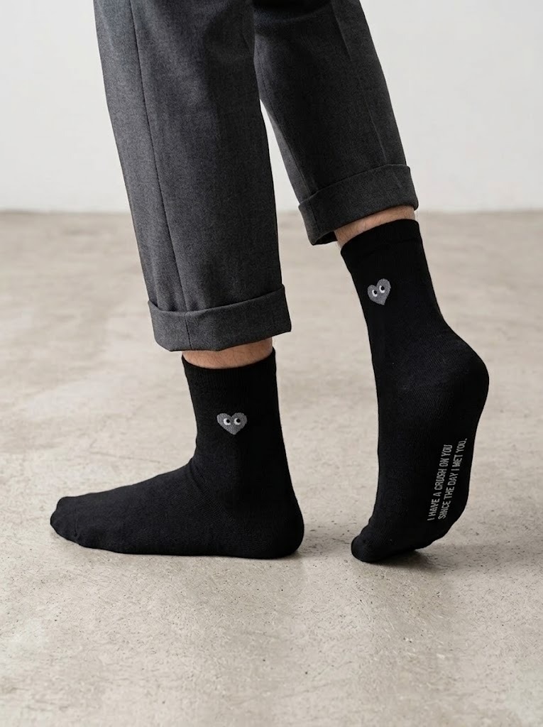 Korean Heart Eyes Men’s Mid Crew Socks