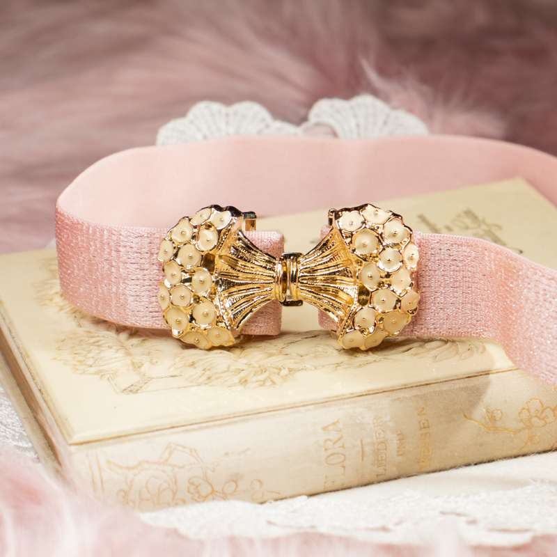 Vintage Japanese 3D BouquetBelt Buckle with Sparkly Pink Elastic Bands (E005 x K013)