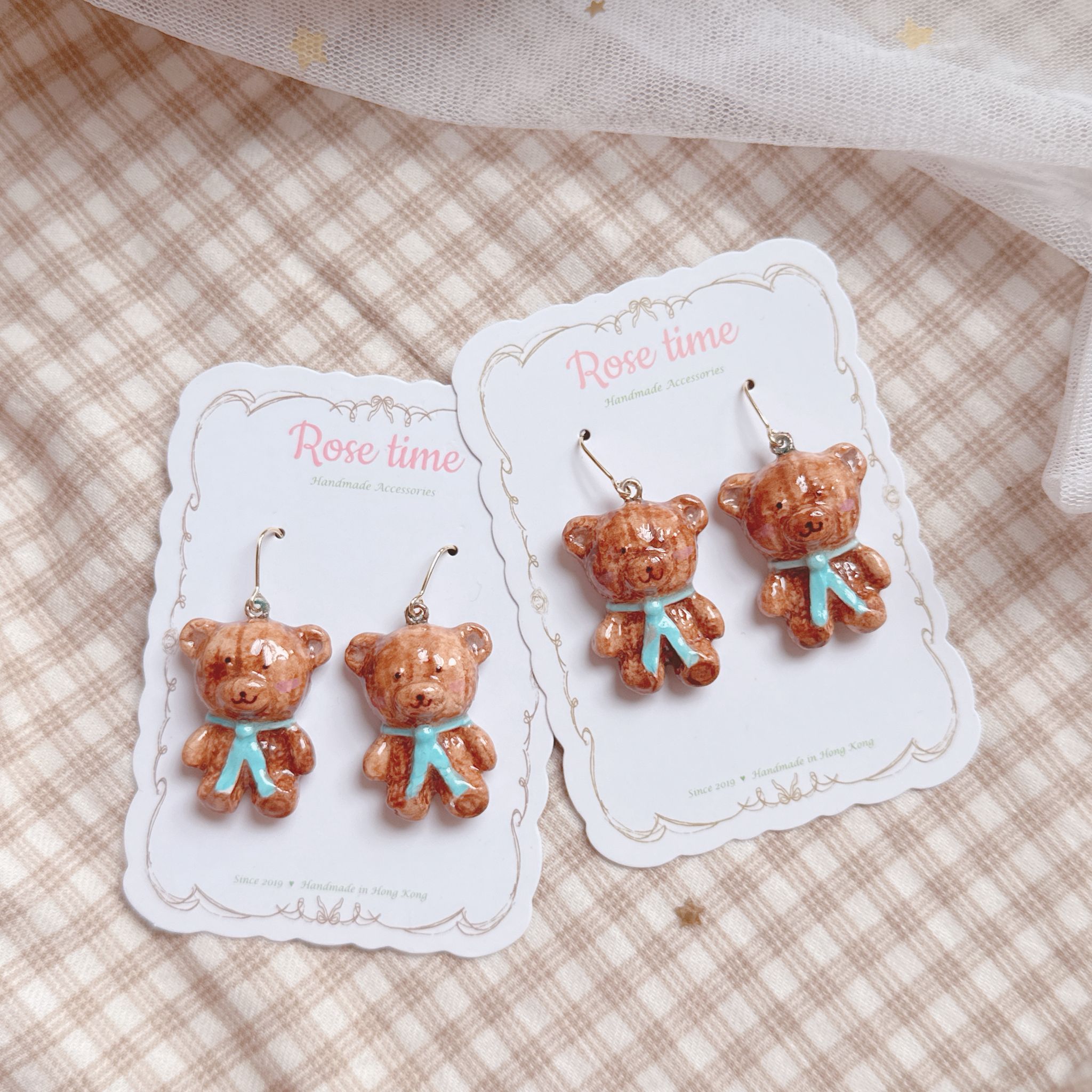 手繪大熊啤啤耳環