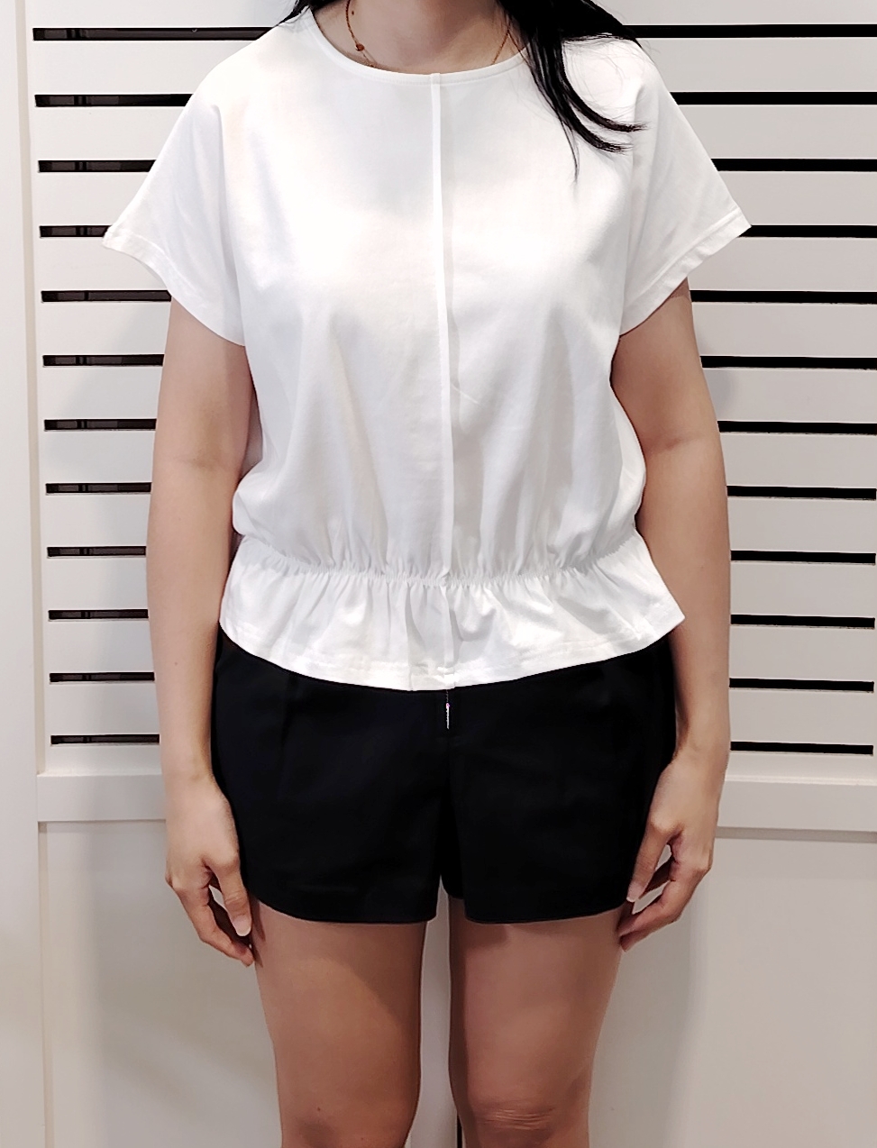 LY1106 Round Neck Fully Elastic Waist Tee