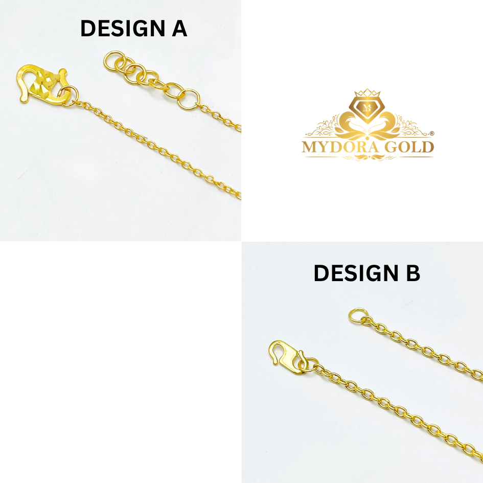 MYDORA Rantai Tangan Fesyen Sauh Paperclip + 1 Love Gemuk l EMAS 916/22K