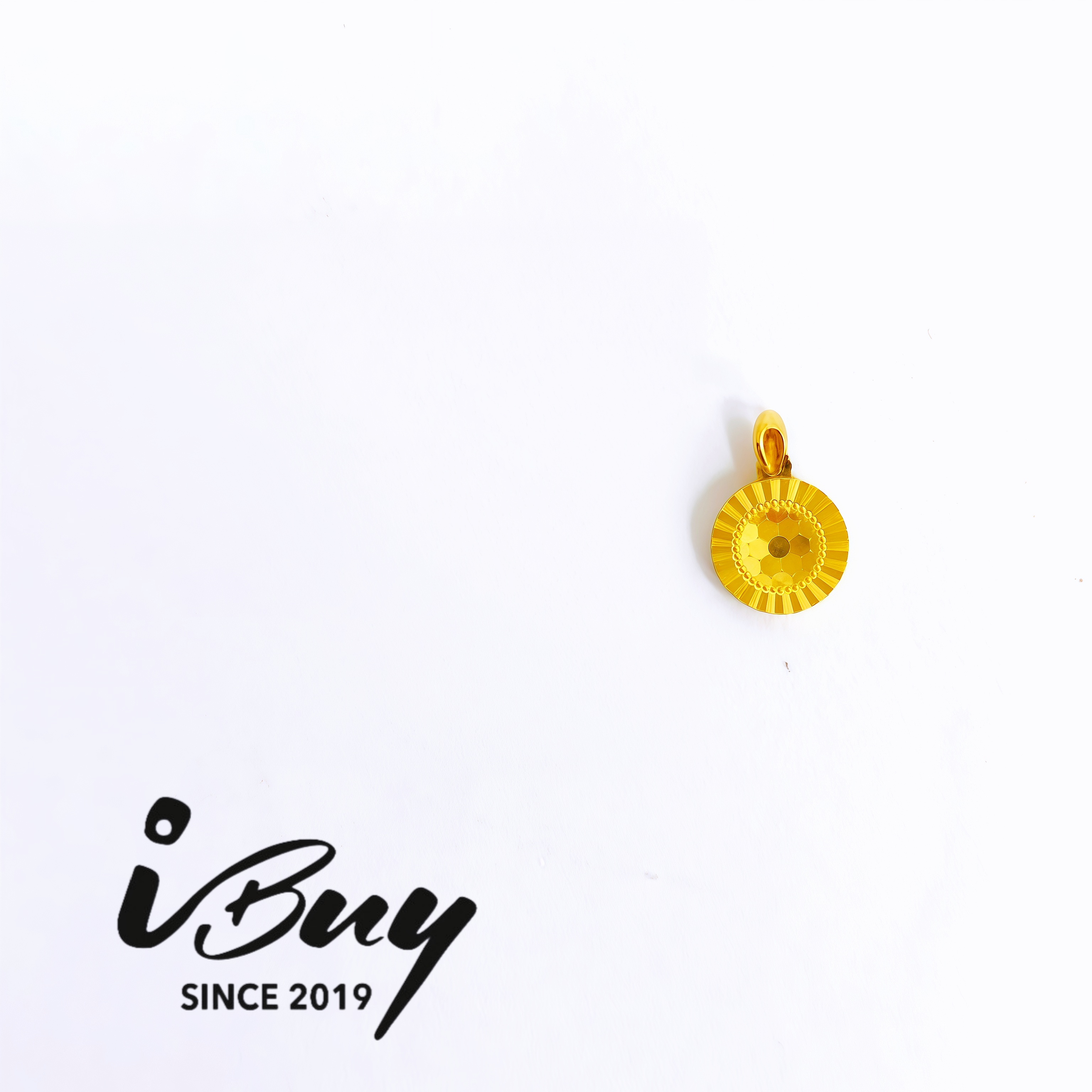 999 GOLD GRADON SCALE ROUND DISC PENDANT 999 金 龙鳞圈圈吊坠