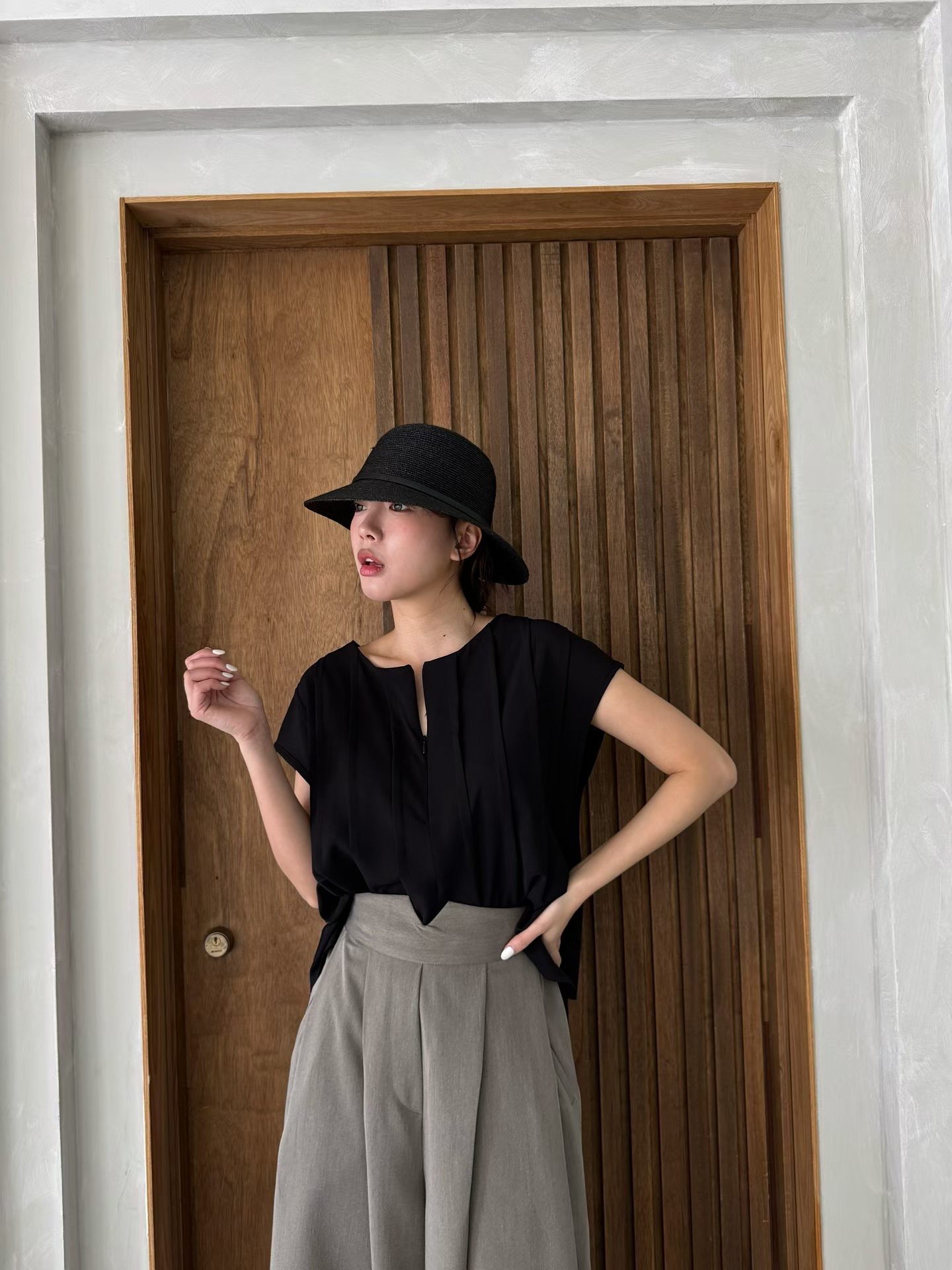 MG23_05 蝙蝠拉鍊TOP (3色)