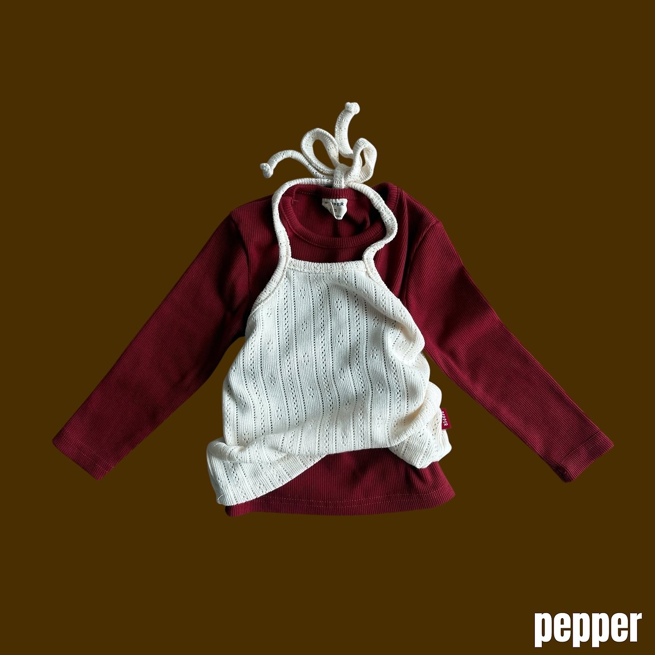 Pepper | Knit Eyelet Halter Sleeveless Top