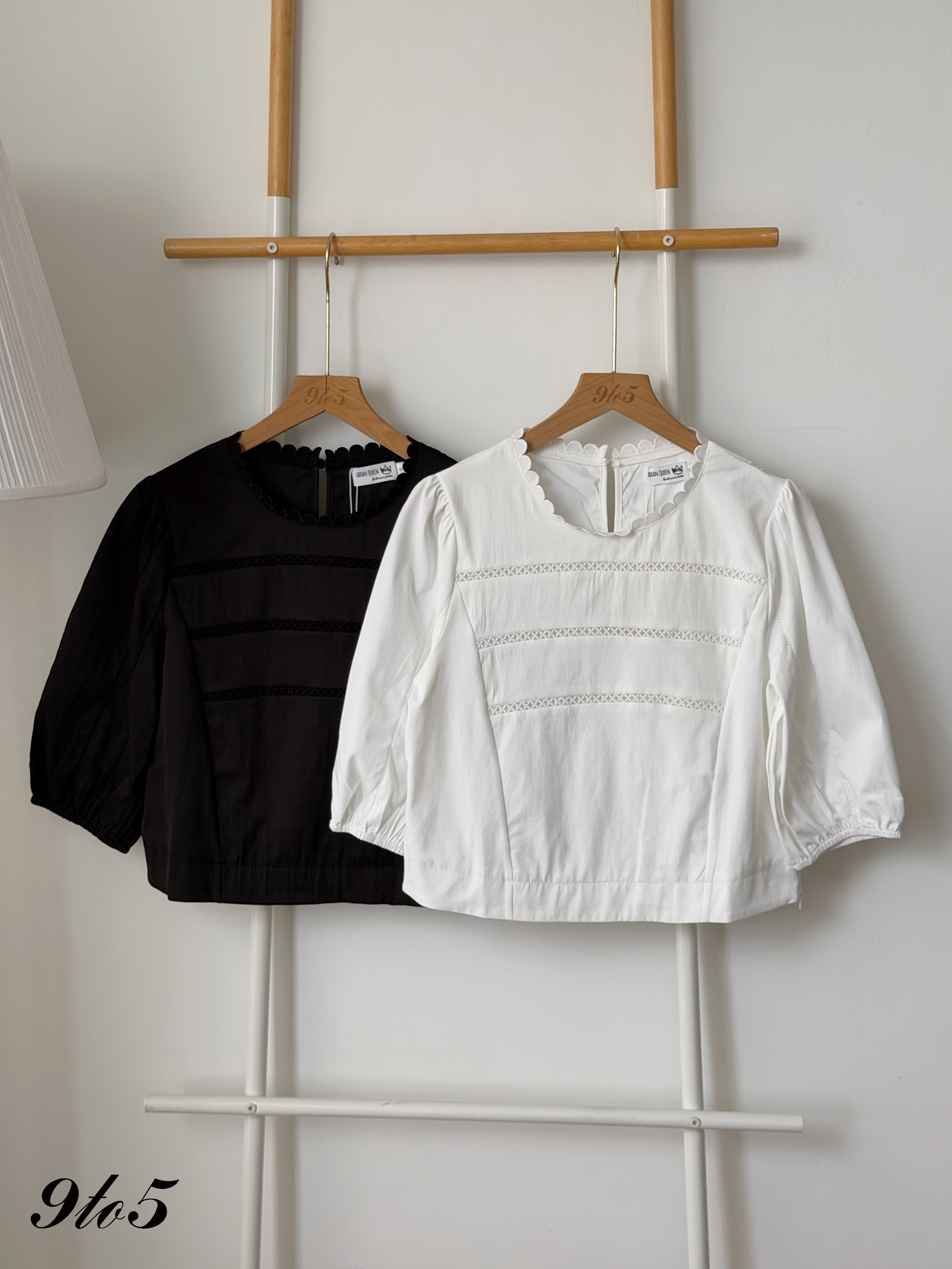 T4512 Half Sleeve Ruffle Collar Blouse - 3 Colors 