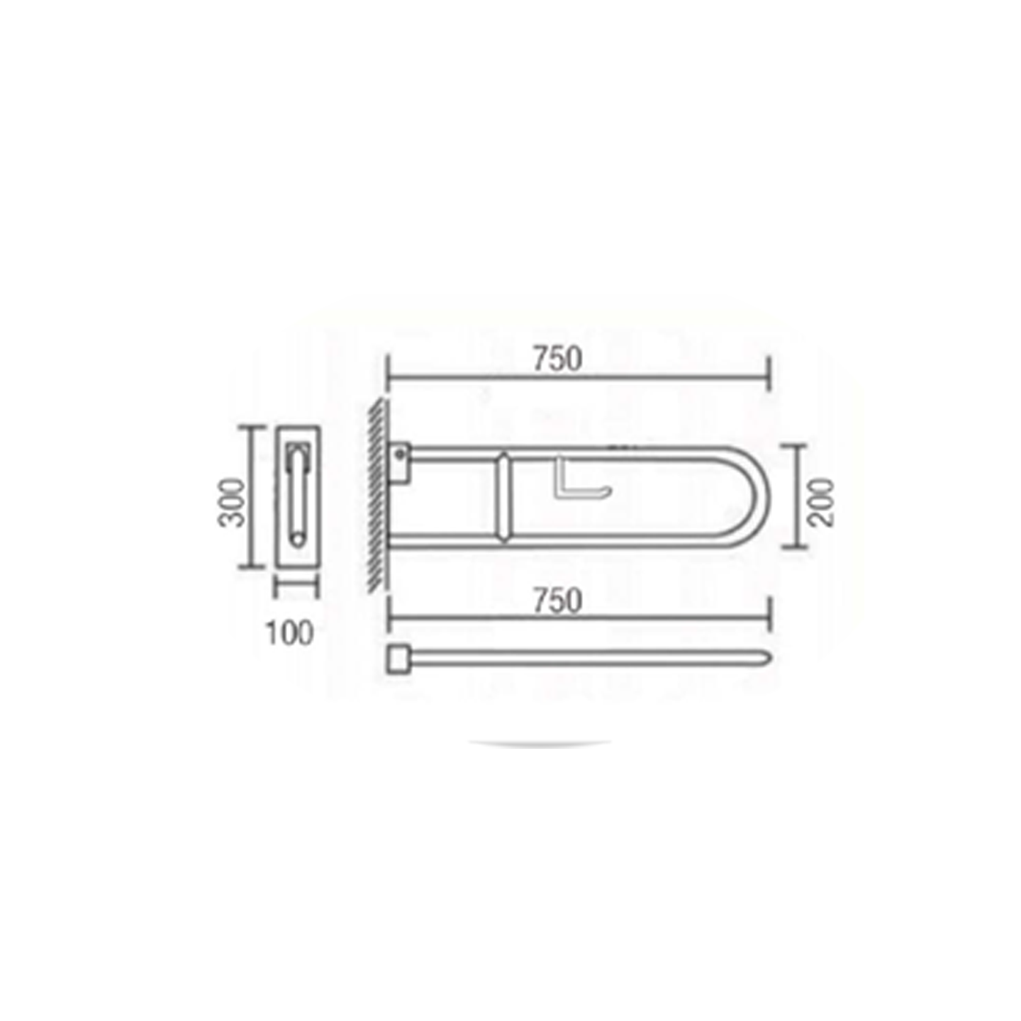 Stainless Steel Foldable Grab Bar With Toilet Paper Hook R1-23-75U