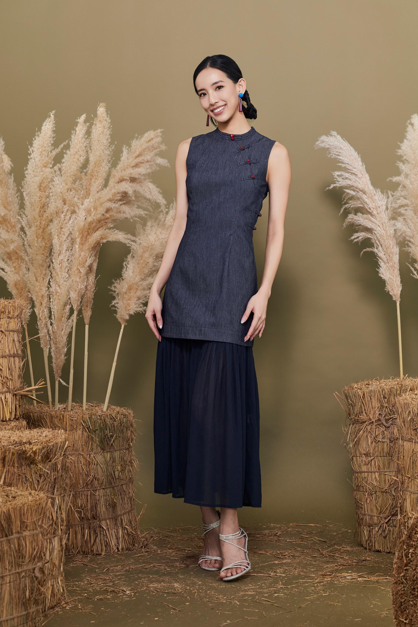 CD2163 QIAN YI  CHEONG SAM FLOWY DRESS