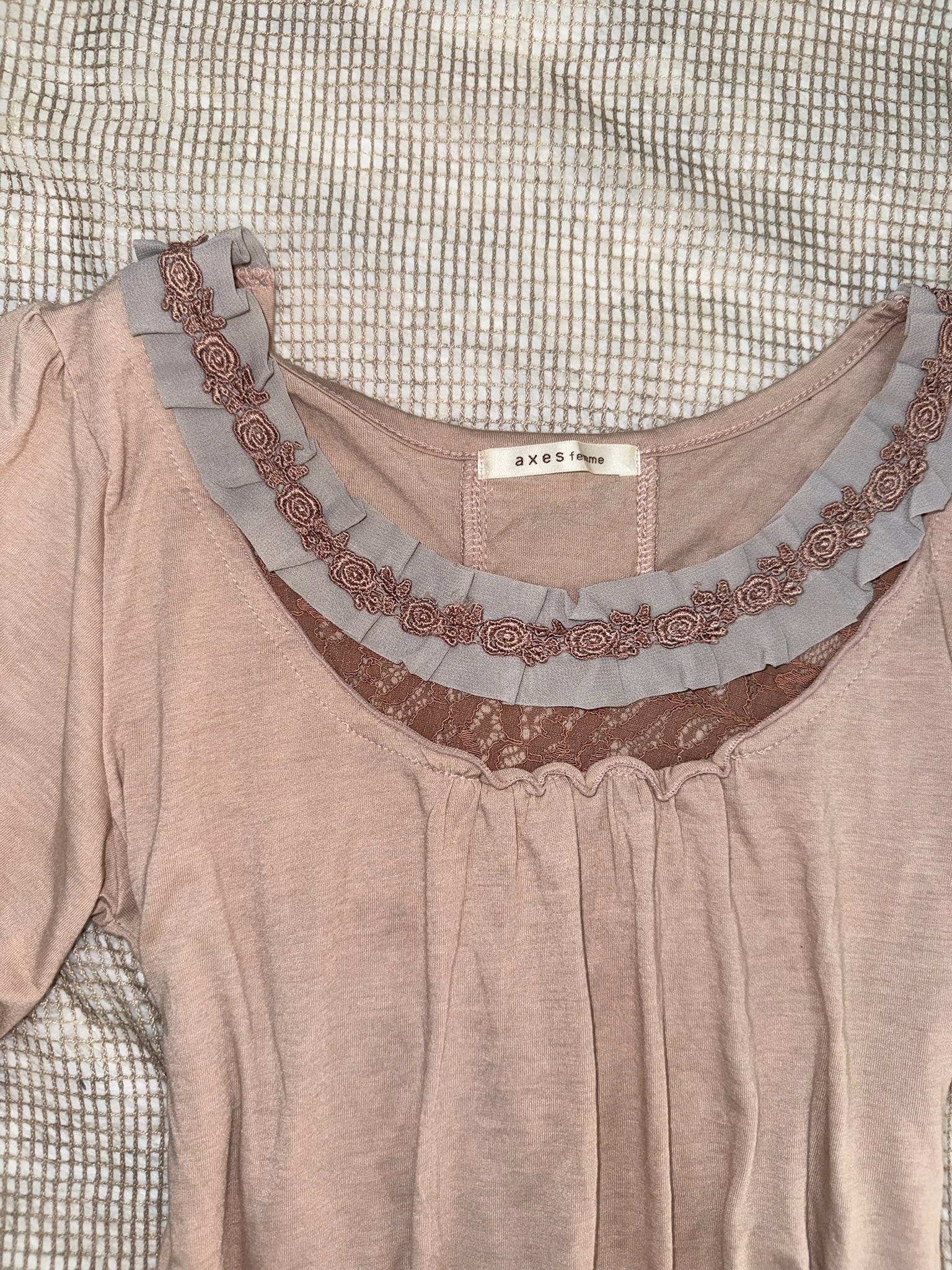 Axes Femme Dusty Rose Corset Back Knit Short Sleeve Top