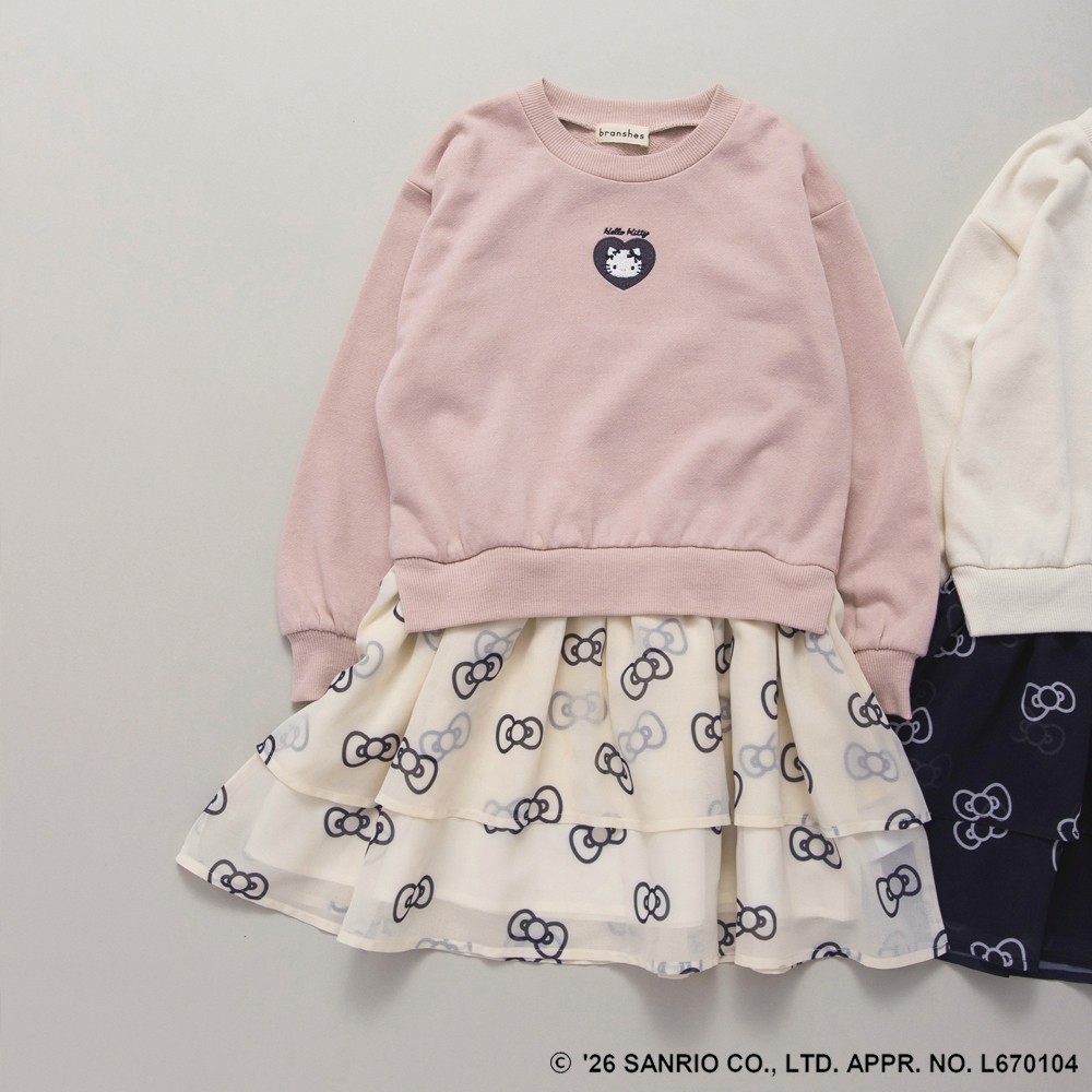 🆕【⭐訂購⭐】🌀 🇯🇵 日本直送 #Kitty 刺繡 疊穿衛衣雪紡 連身裙［2款選］🌀 [ELIA-0147] [261020]