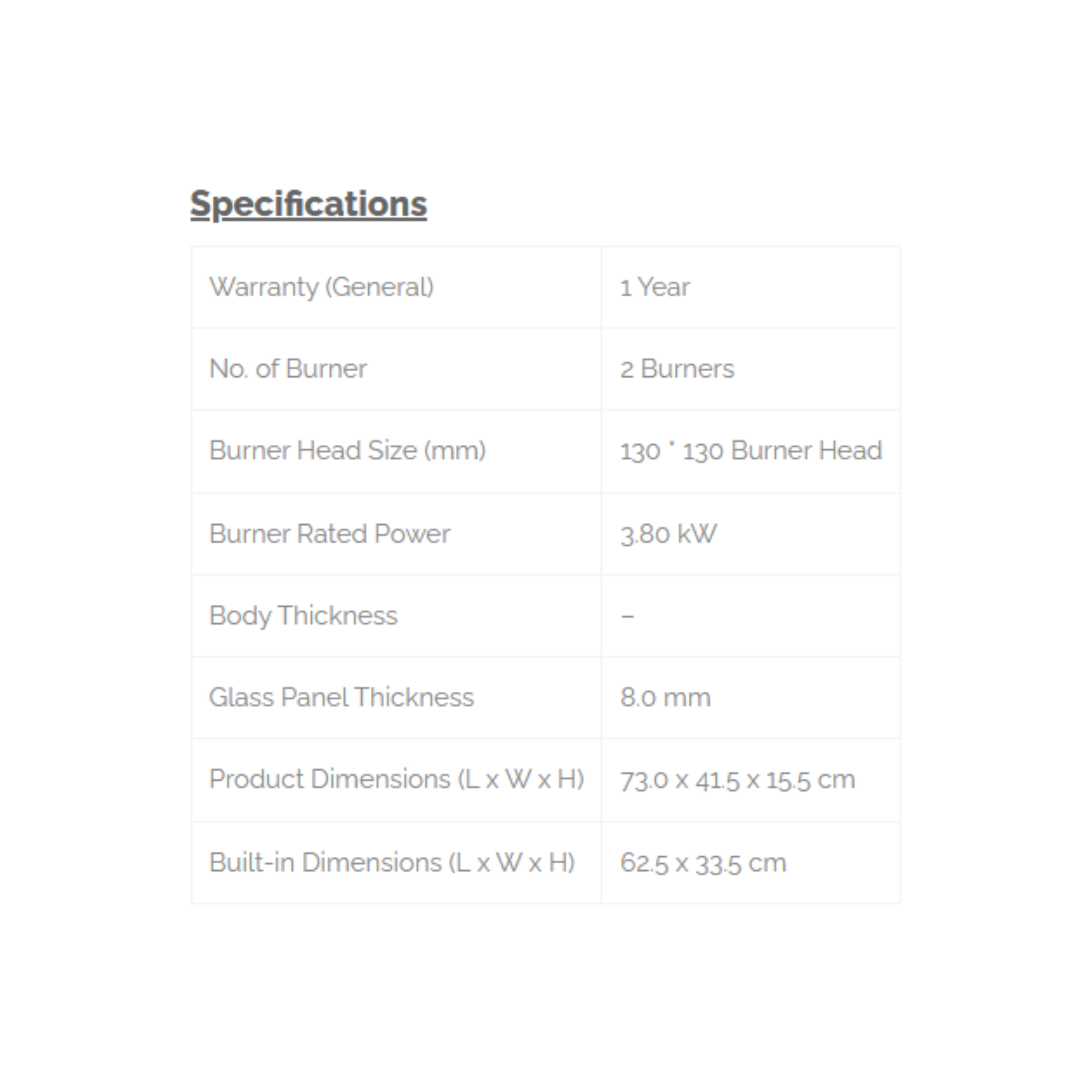 Phison 6.64kW Built-In Gas Hob PGC-702