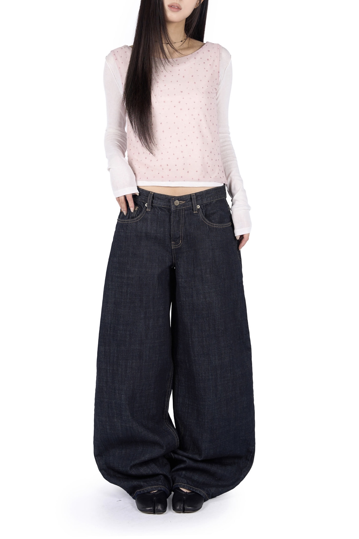 Raw Low Wide Denim Pants