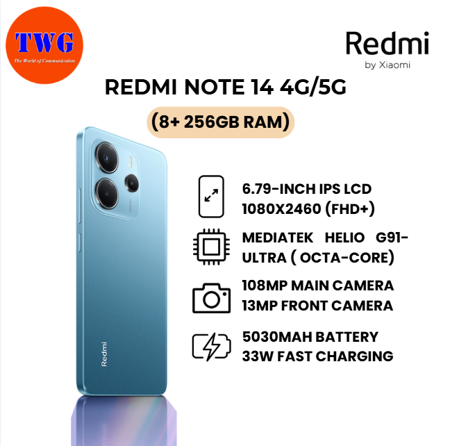 REDMI NOTE 14 4G/5G (8+ 256gb rAm) 100% ORIGINAL MALAYSIA BRAND NEW