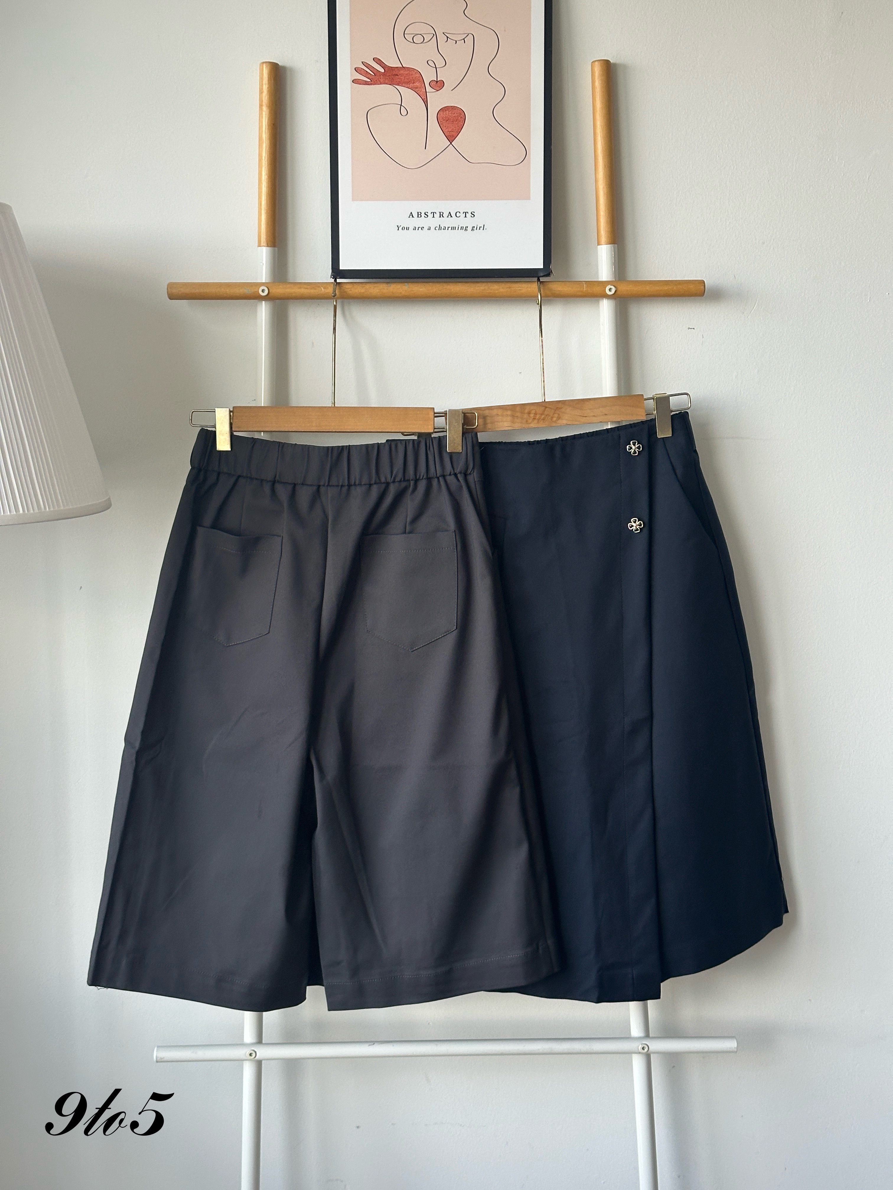 S1883 A Line Skort - Dark Blue & Dark Grey