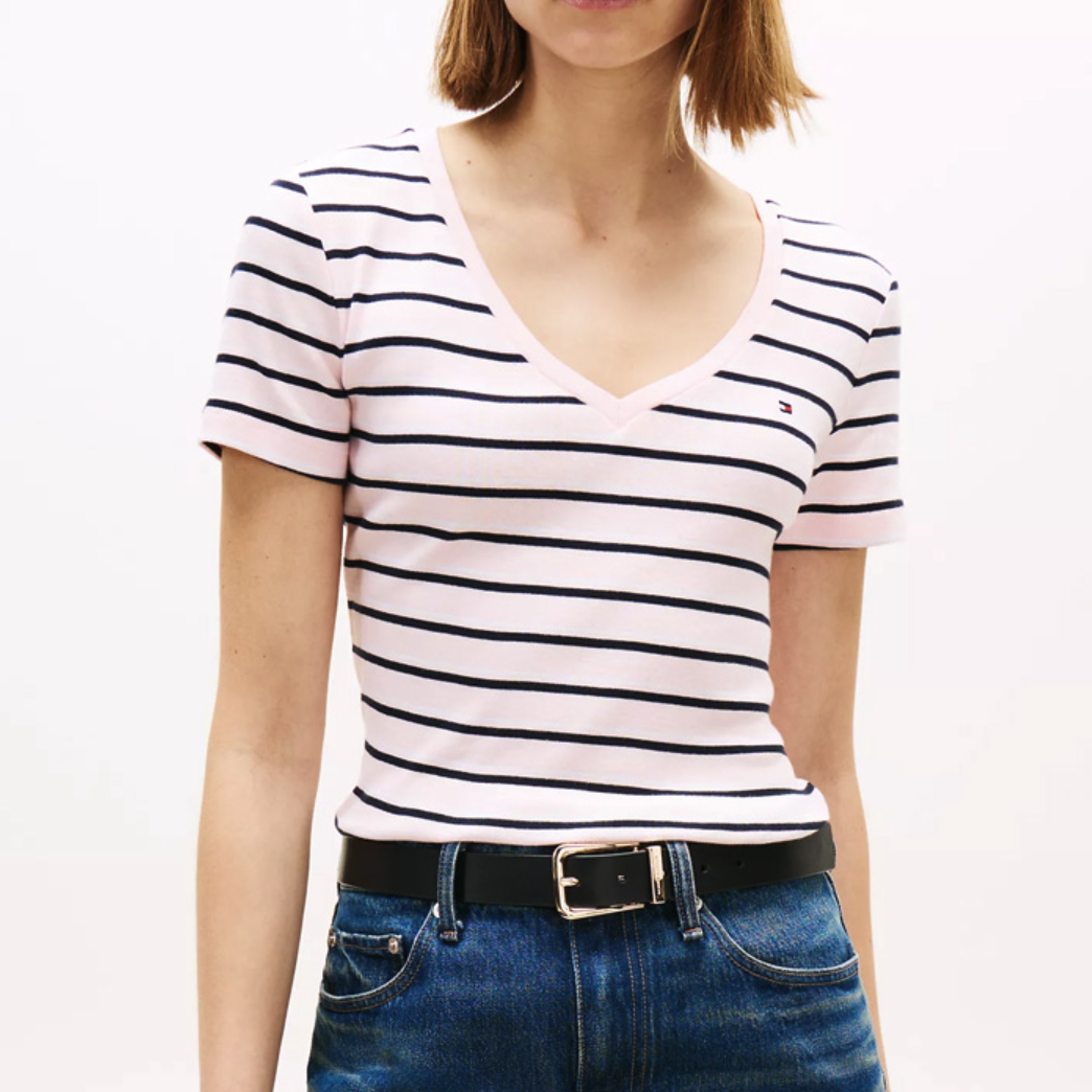 Tommy Hilfiger Stripe V-Neck Favorite T-Shirt