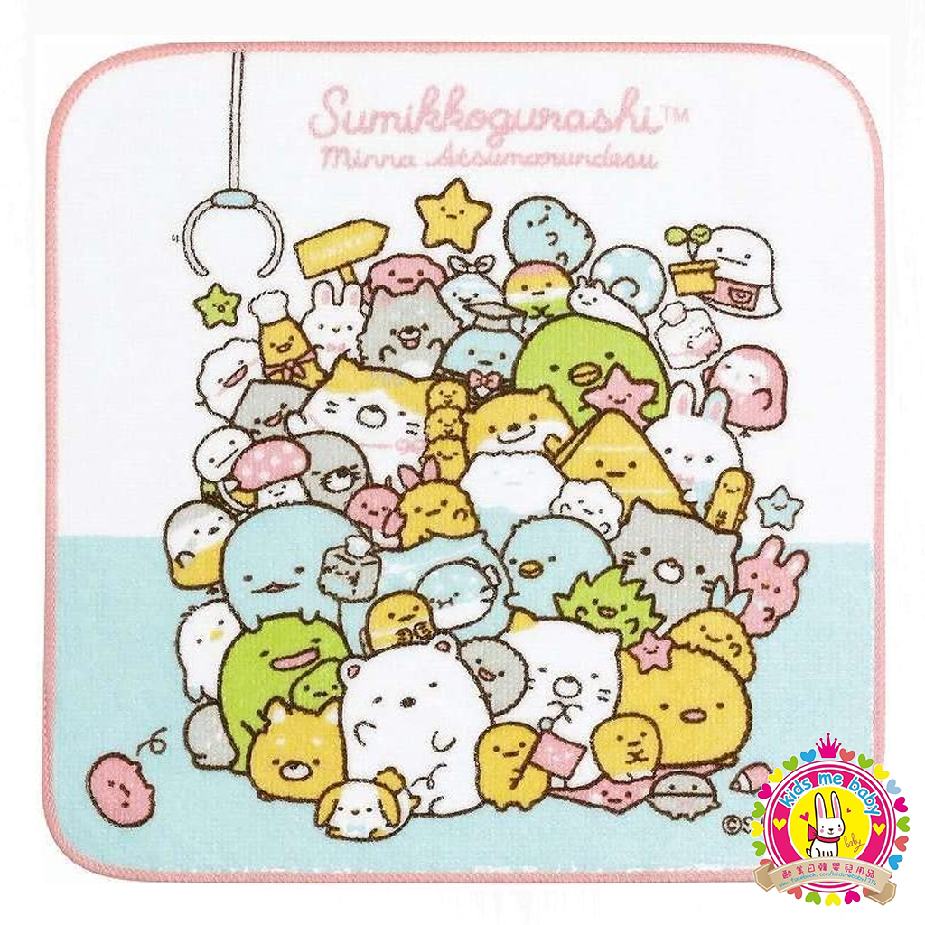 角落生物棉質方形毛巾 21cm x 21cm (藍白色堆積款)