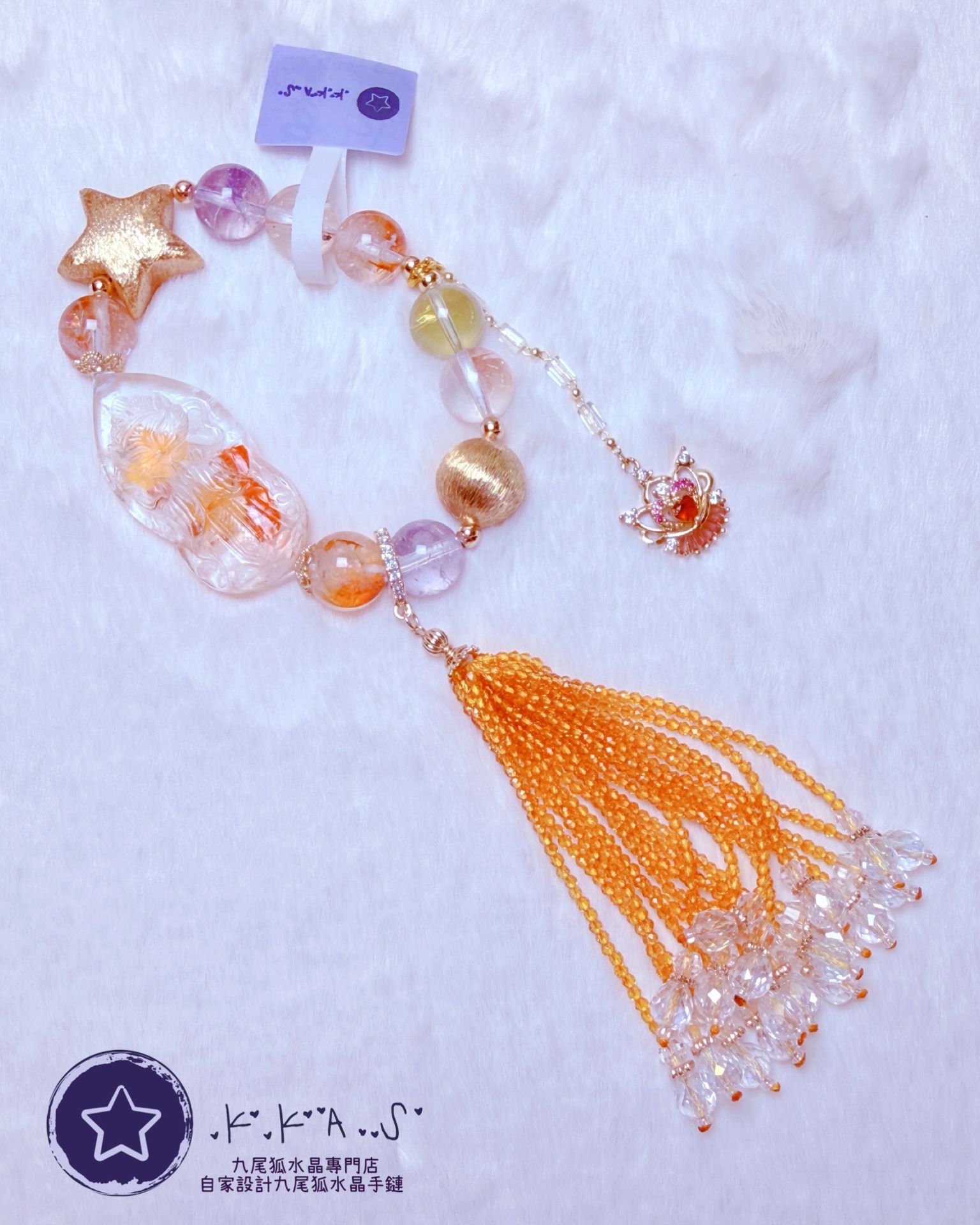 K00054 錦鯉膠花 修仙狐 自家設計手鏈