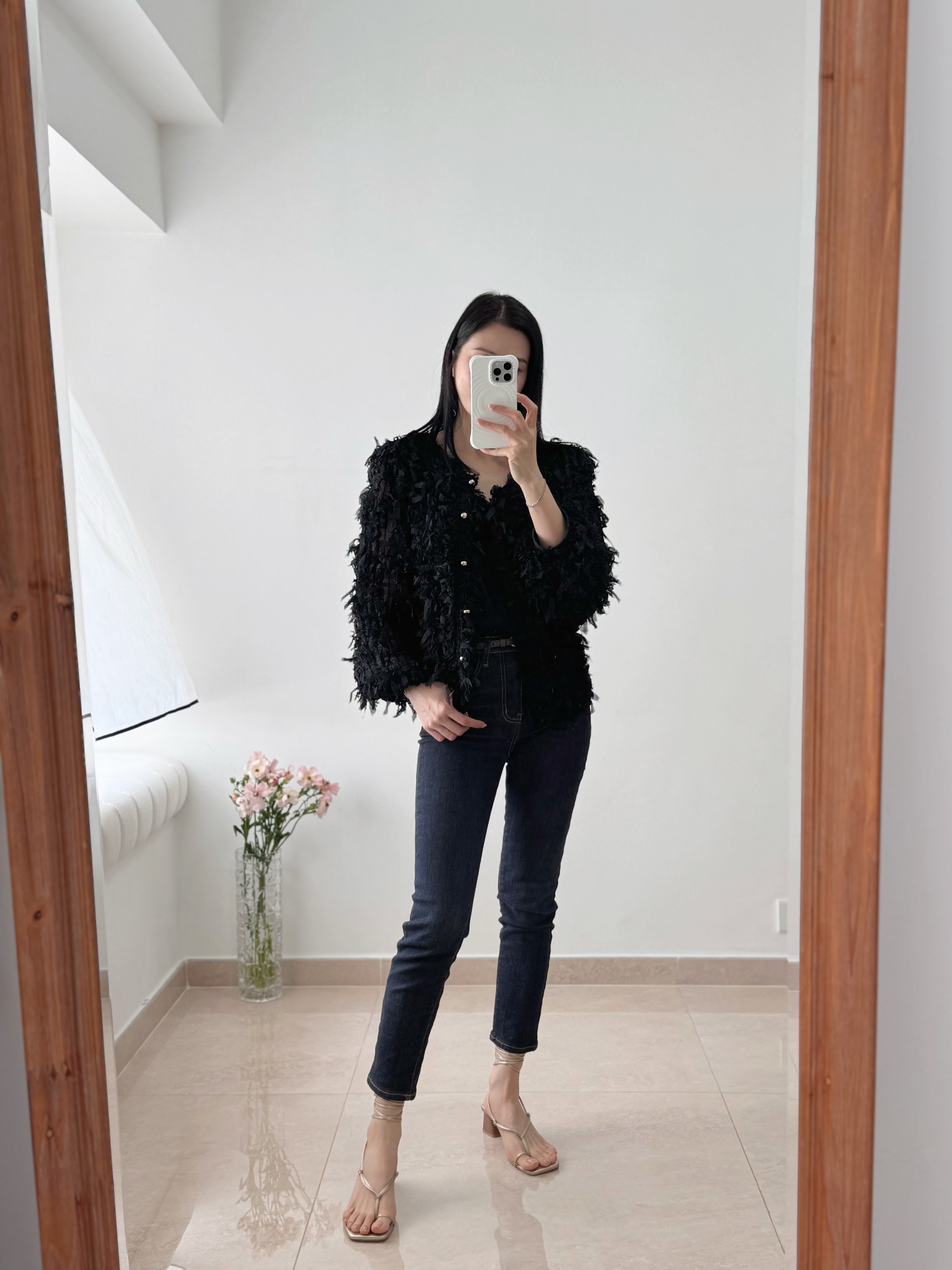 Elegant chiffon lace ribbon cardi