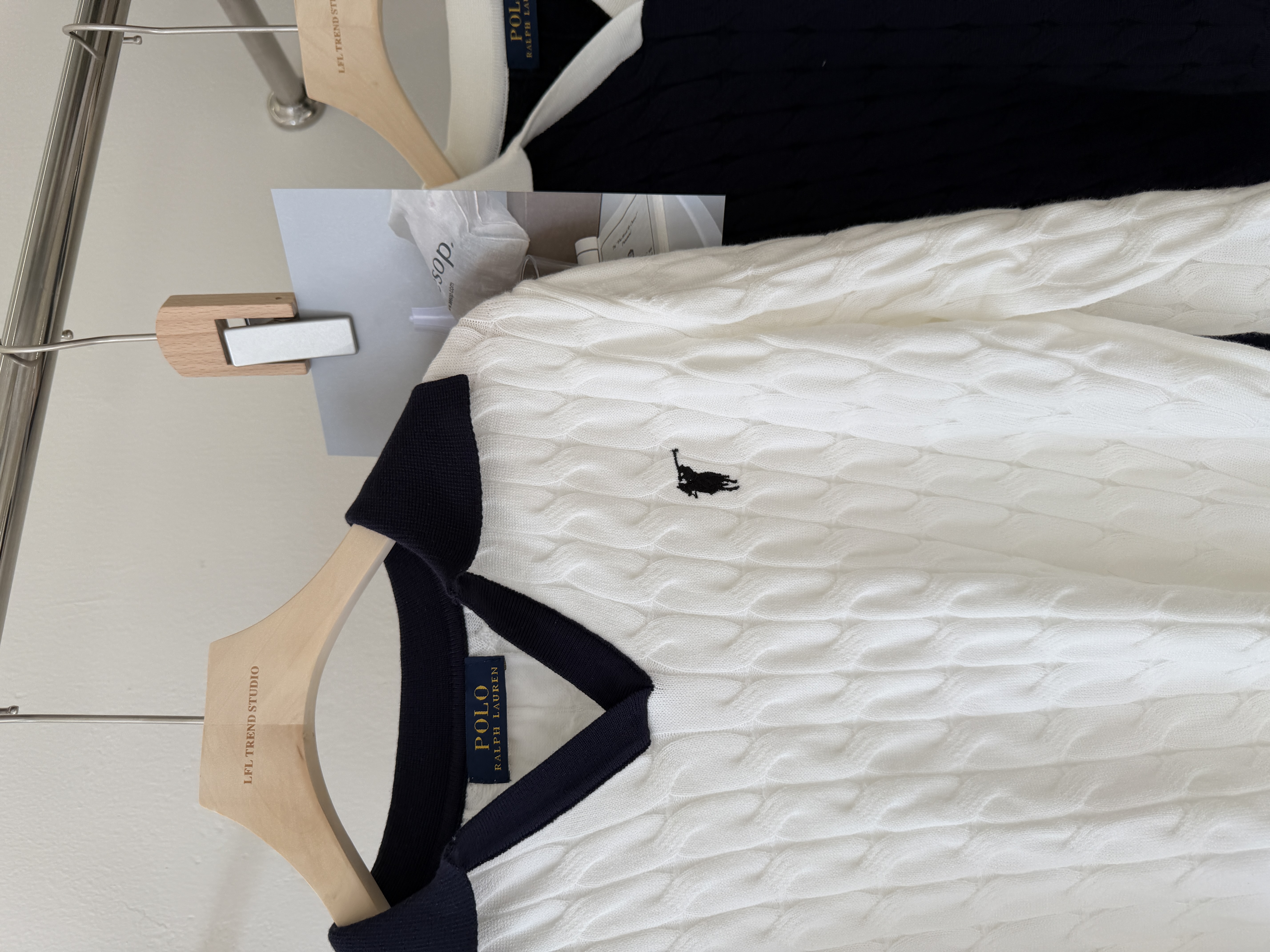 6544 韩系撞色麻花纹长袖