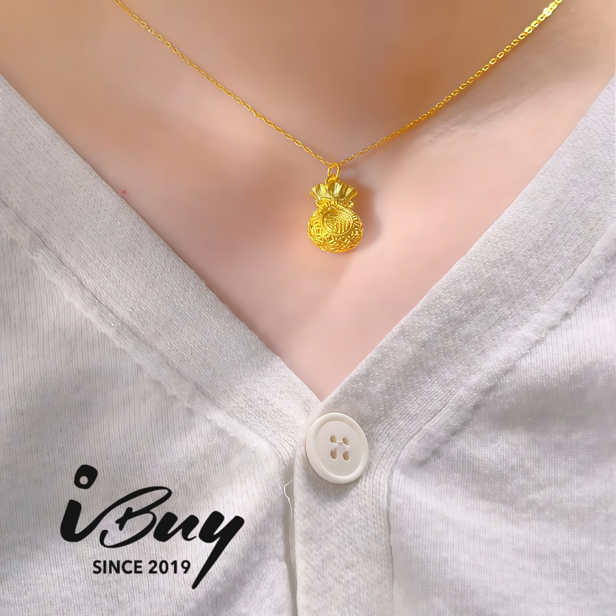 999 GOLD FILIGREE FORTUNE BAG PENDANT 999 金 金丝福袋吊坠