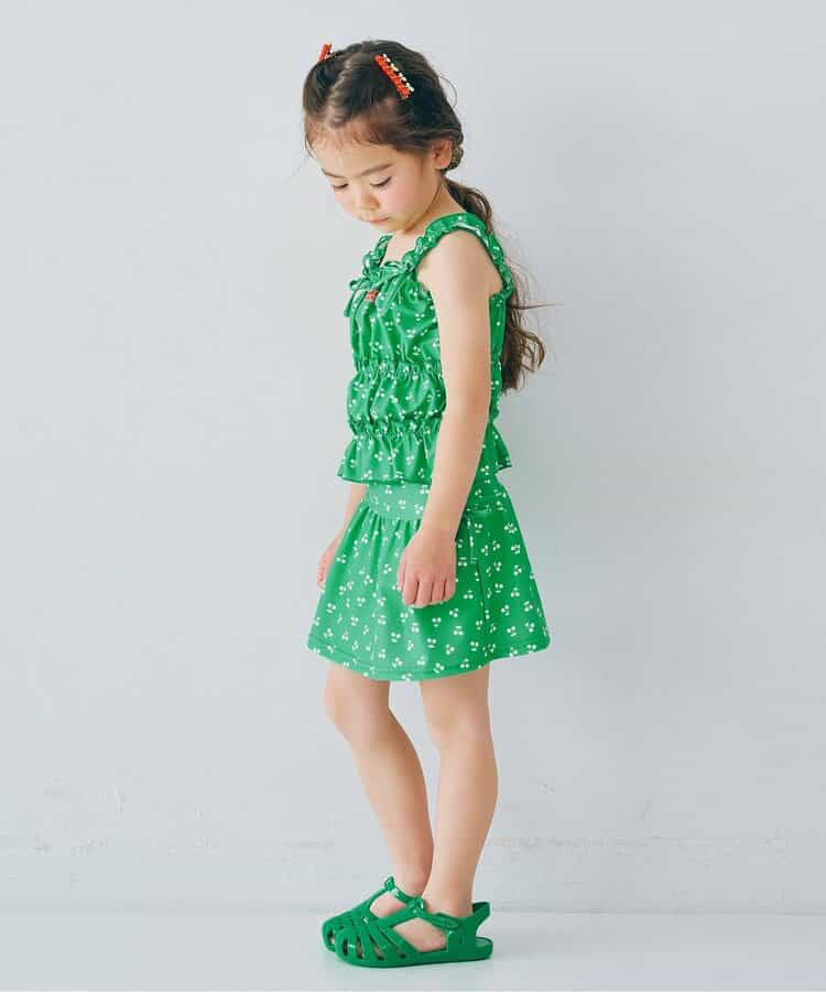 🇯🇵預訂 日本直送🇯🇵p.premier四色標籤圖案印花褶皺上衣和裙擺分體泳衣