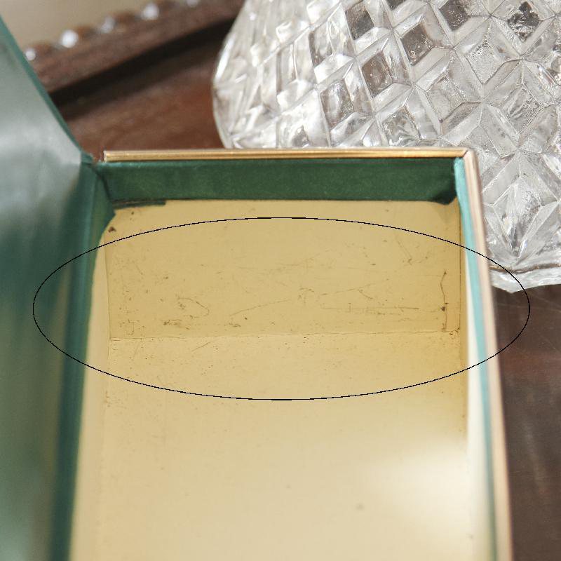 Elizabeth Arden Emerald Green Satin Box with Floral Porcelain from Germany(RU012)