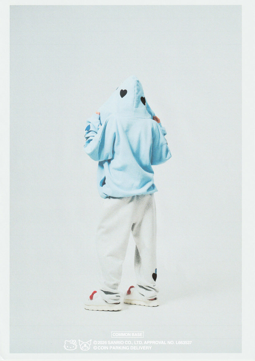 COIN PARKING DELIVERY × SANRIO CHARACTERS PATCHWORK SWEAT PANTS CPDSC-KT15 LIGHT HEATHER GREY(SIZE:S-M)