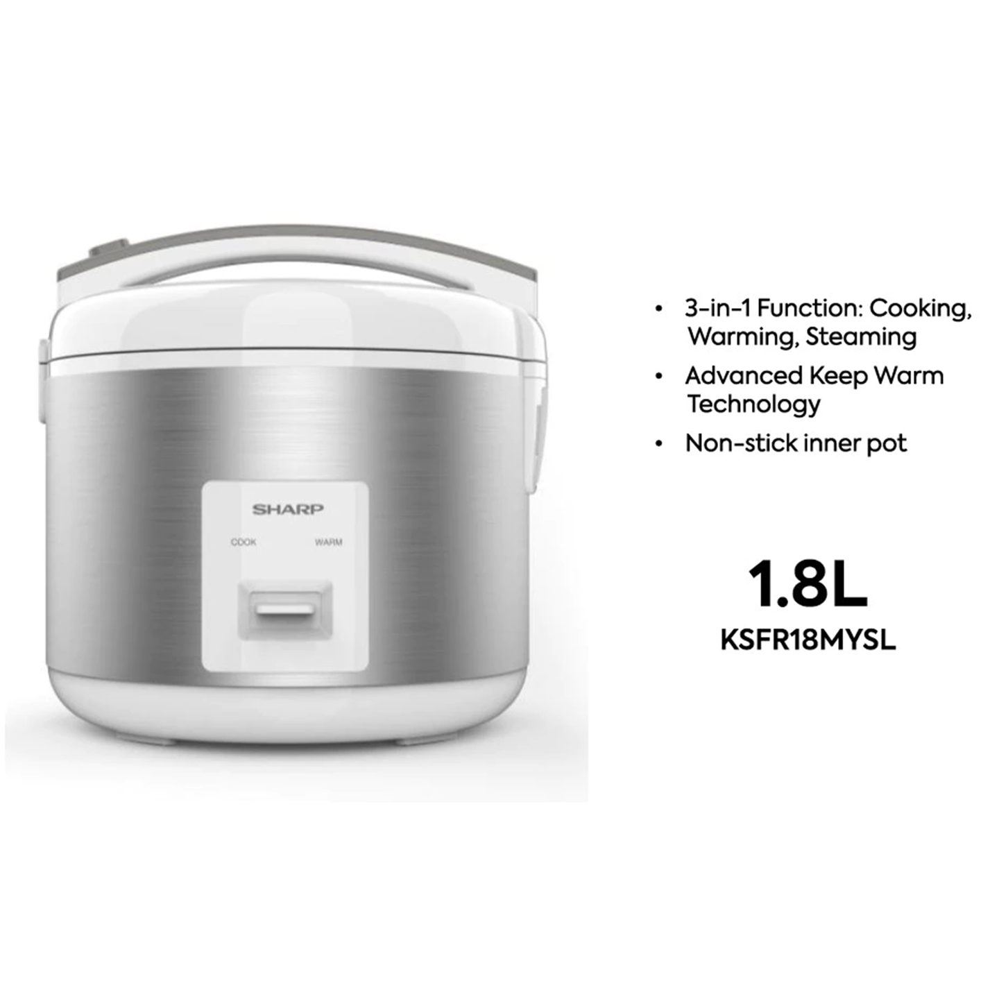 Sharp 1.8L Digital Rice Cooker (KSFR18MYSL)