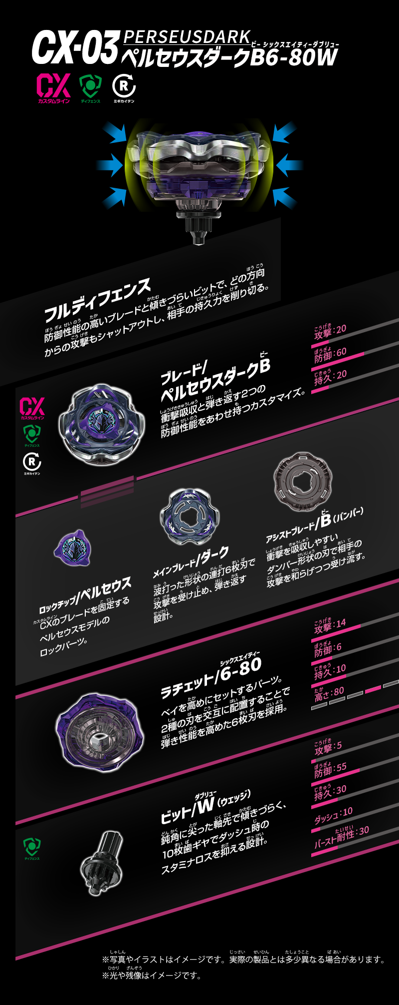 Takara Tomy 爆旋陀螺X - CX-03 英仙幽暗 B6-80W CX03爆旋陀螺
