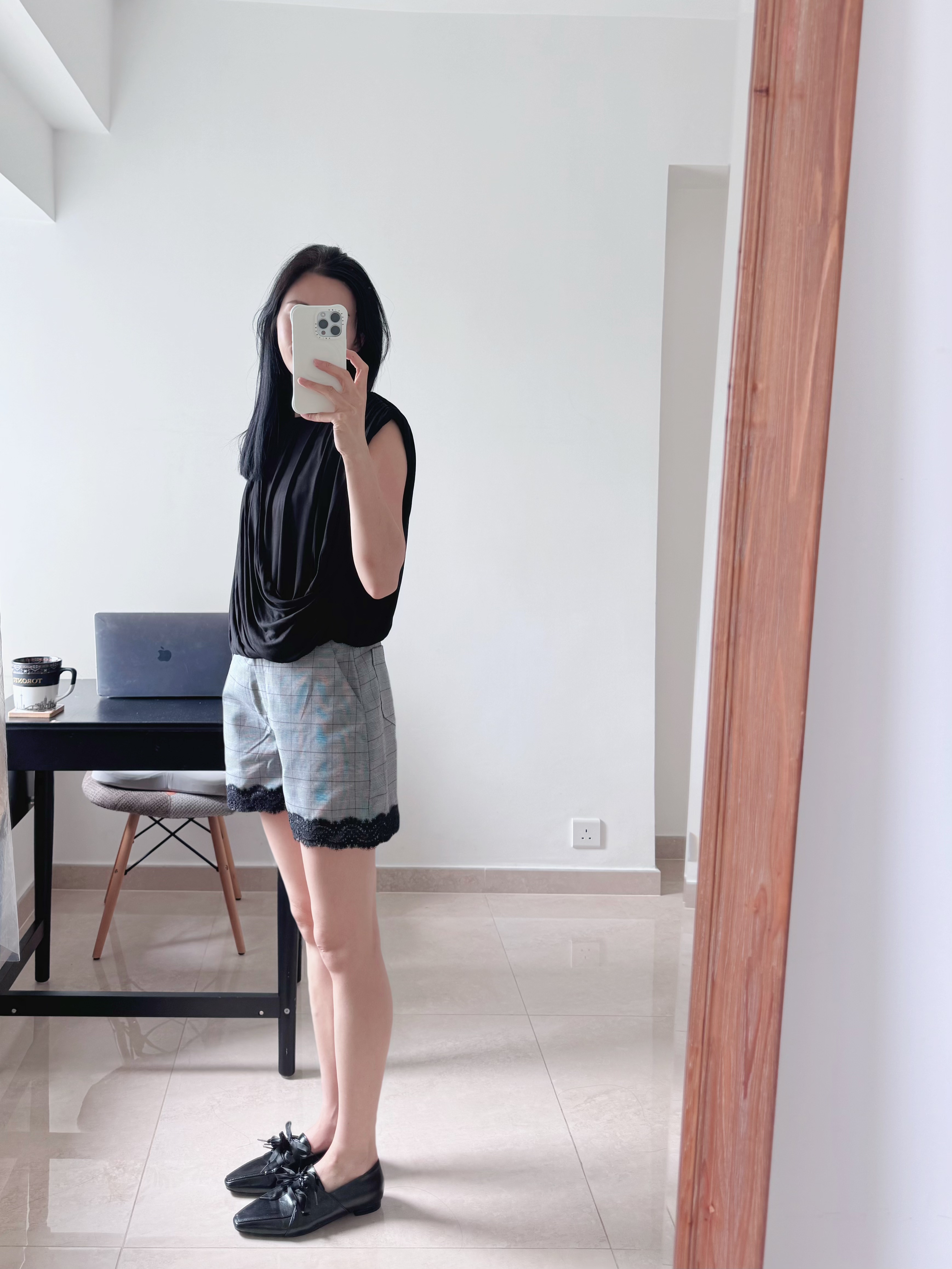 Lace check shorts (Black/S)