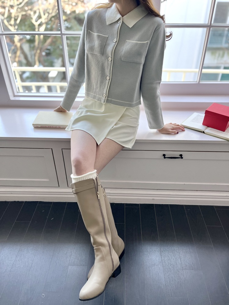 Elise Dual-Tone Cardigan (Misty Blue)