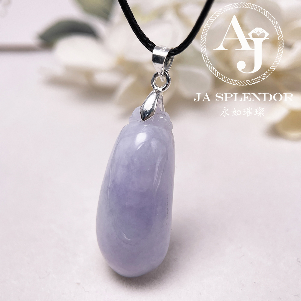 JN-1631 天然翡翠A玉 冰糯濃紫玉福瓜（萬壽果）吊墜