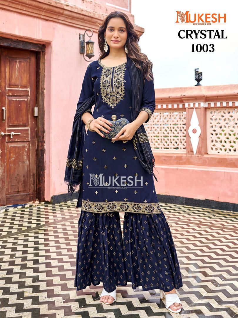 CRYSTAL  KURTI + SHARARA+ DUPATTA