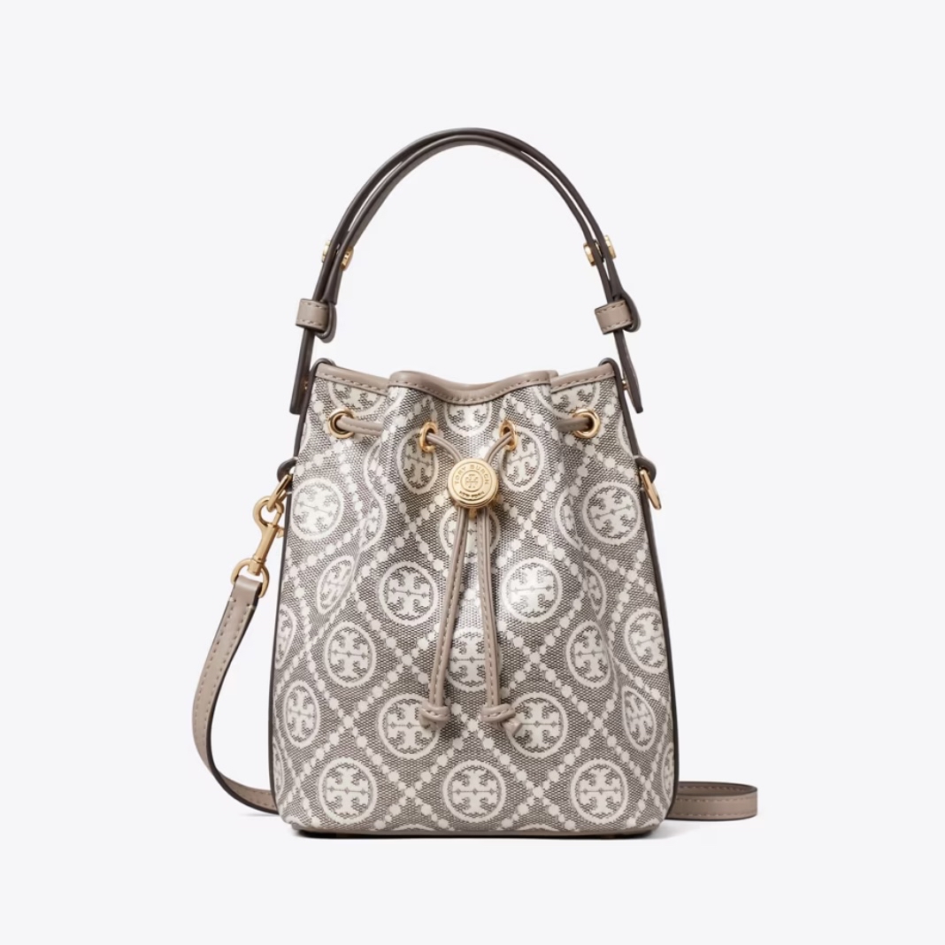 T MONOGRAM COATED JACQUARD MINI BUCKET BAG