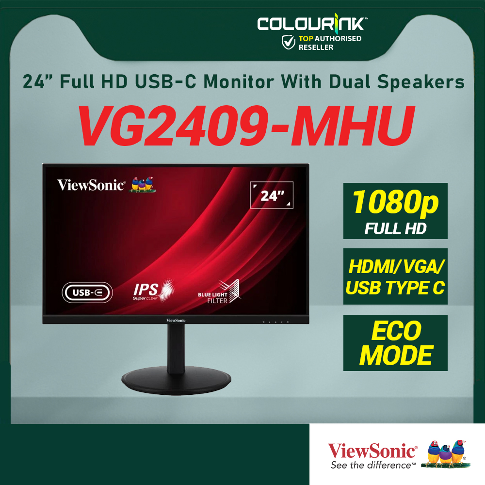Viewsonic 24” VG2409-MHU (75Hz) Full HD USB-C Monitor with Dual Speakers