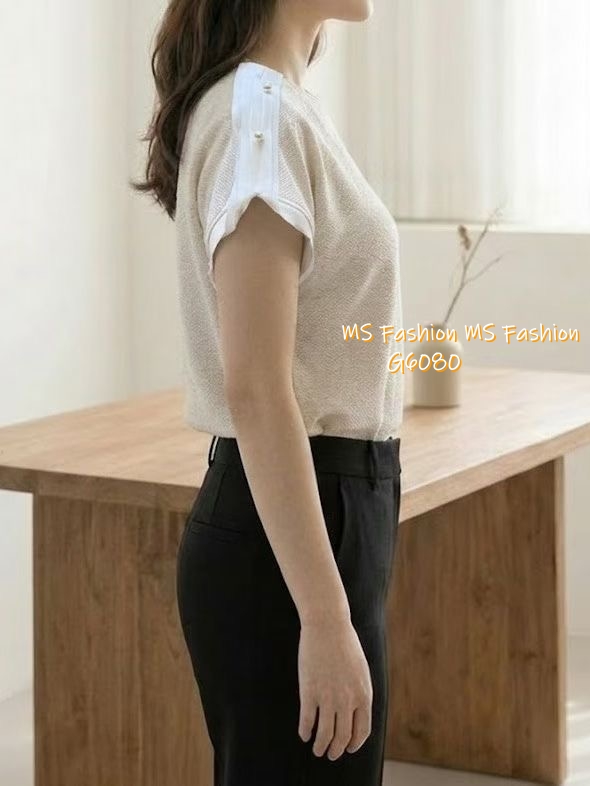 G6080 韓國🇰🇷簡約有款肩珠top